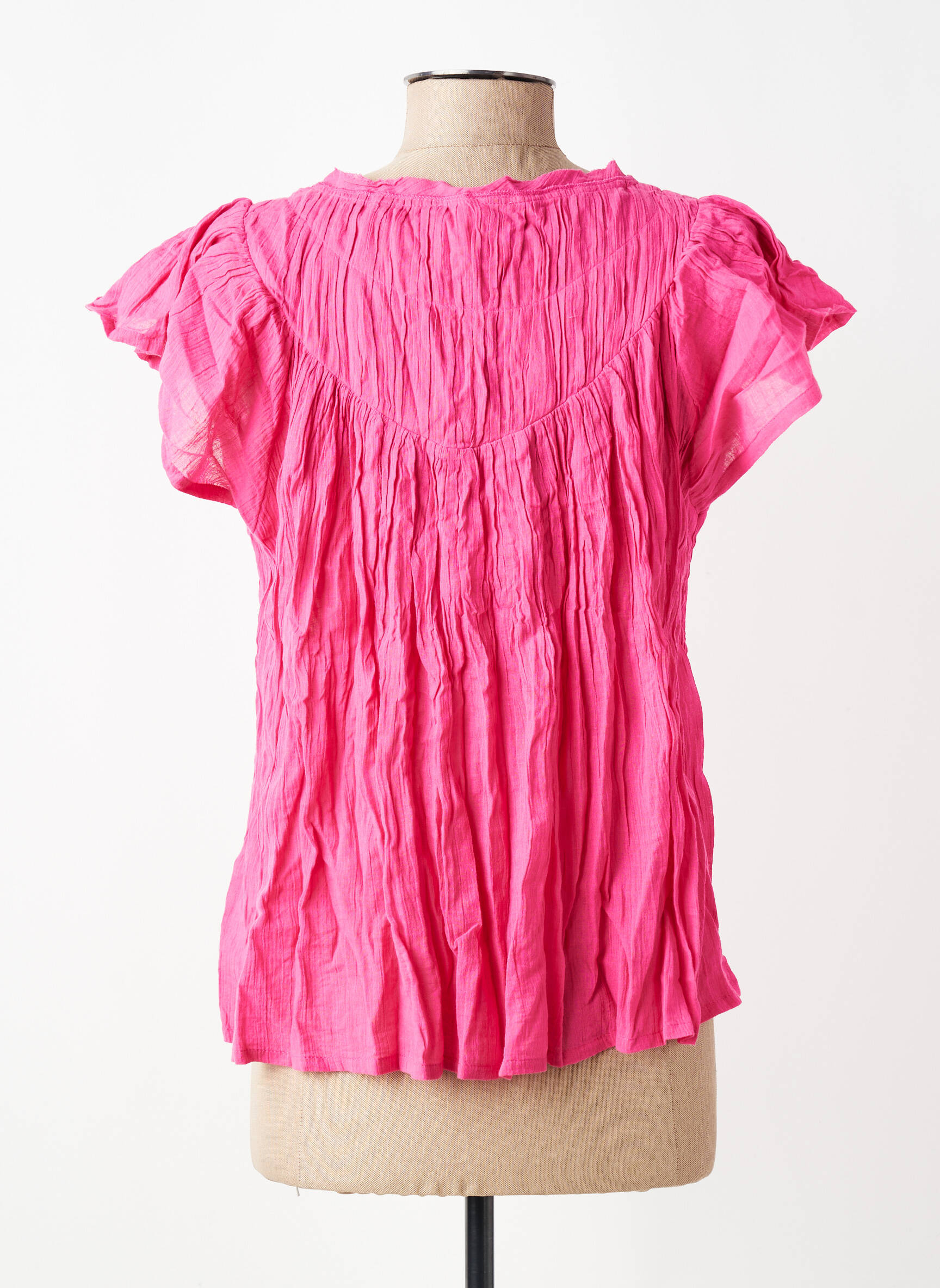 Blouse légère et transparente manches courtes rose LOLA ESPELETA femme