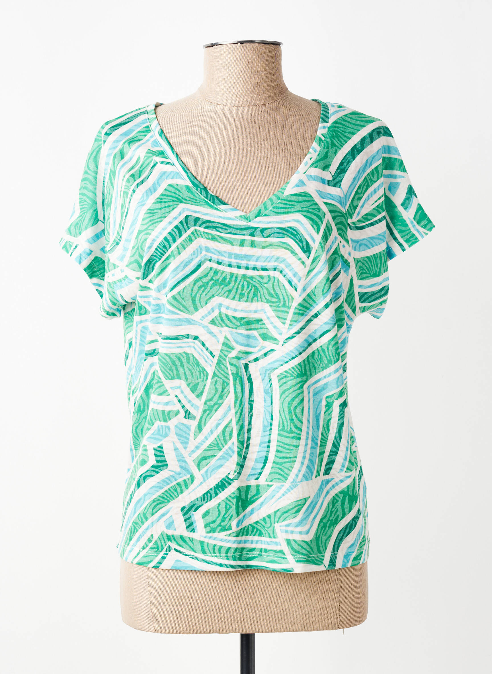 T-shirt imprimé fantaisie manches courtes vert LOLA ESPELETA femme