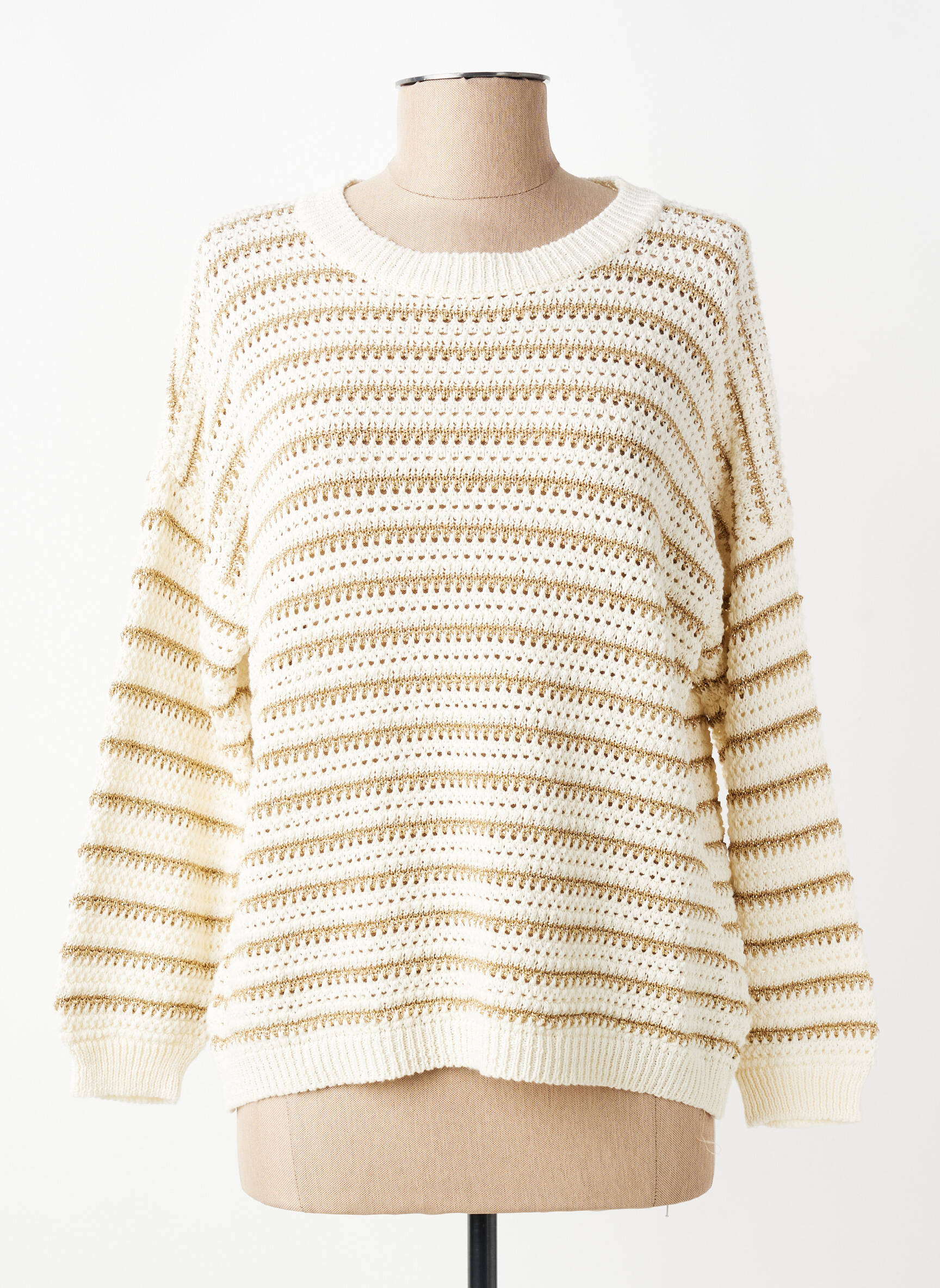 Pull maille ajourée manches 3/4 or PAKO LITTO femme