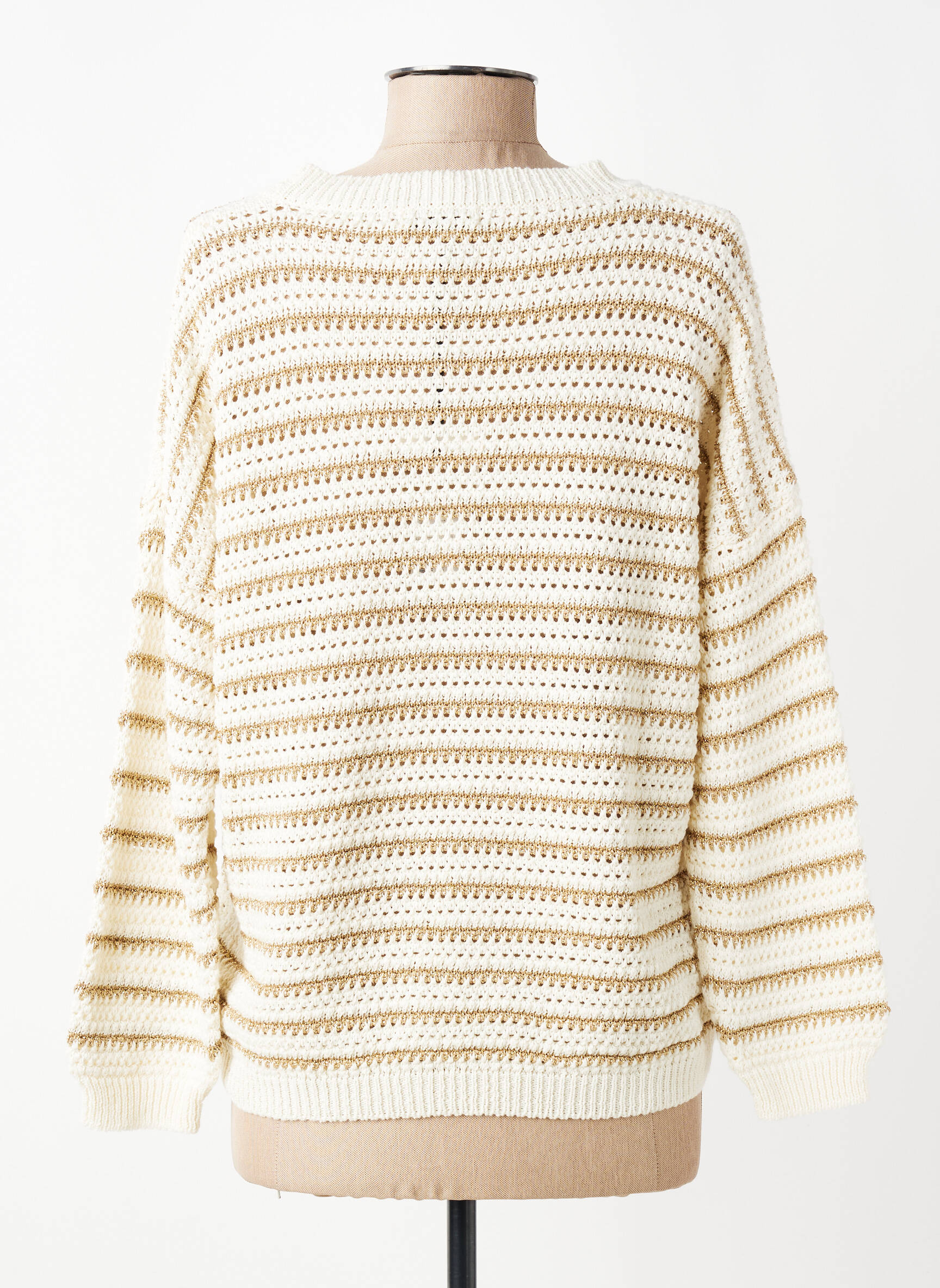 Pull maille ajourée manches 3/4 or PAKO LITTO femme