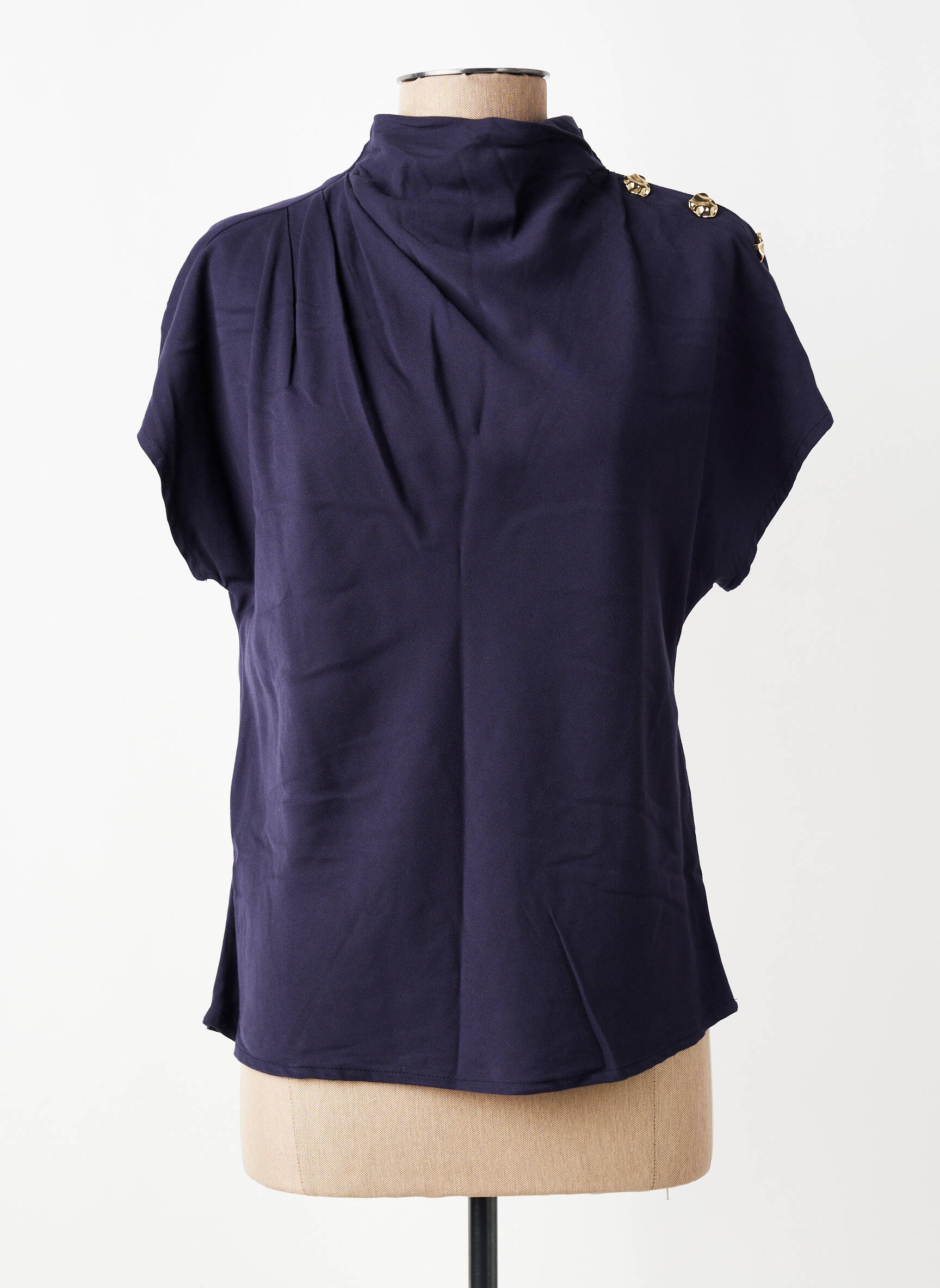 Top stretch manches courtes bleu AN' GE femme
