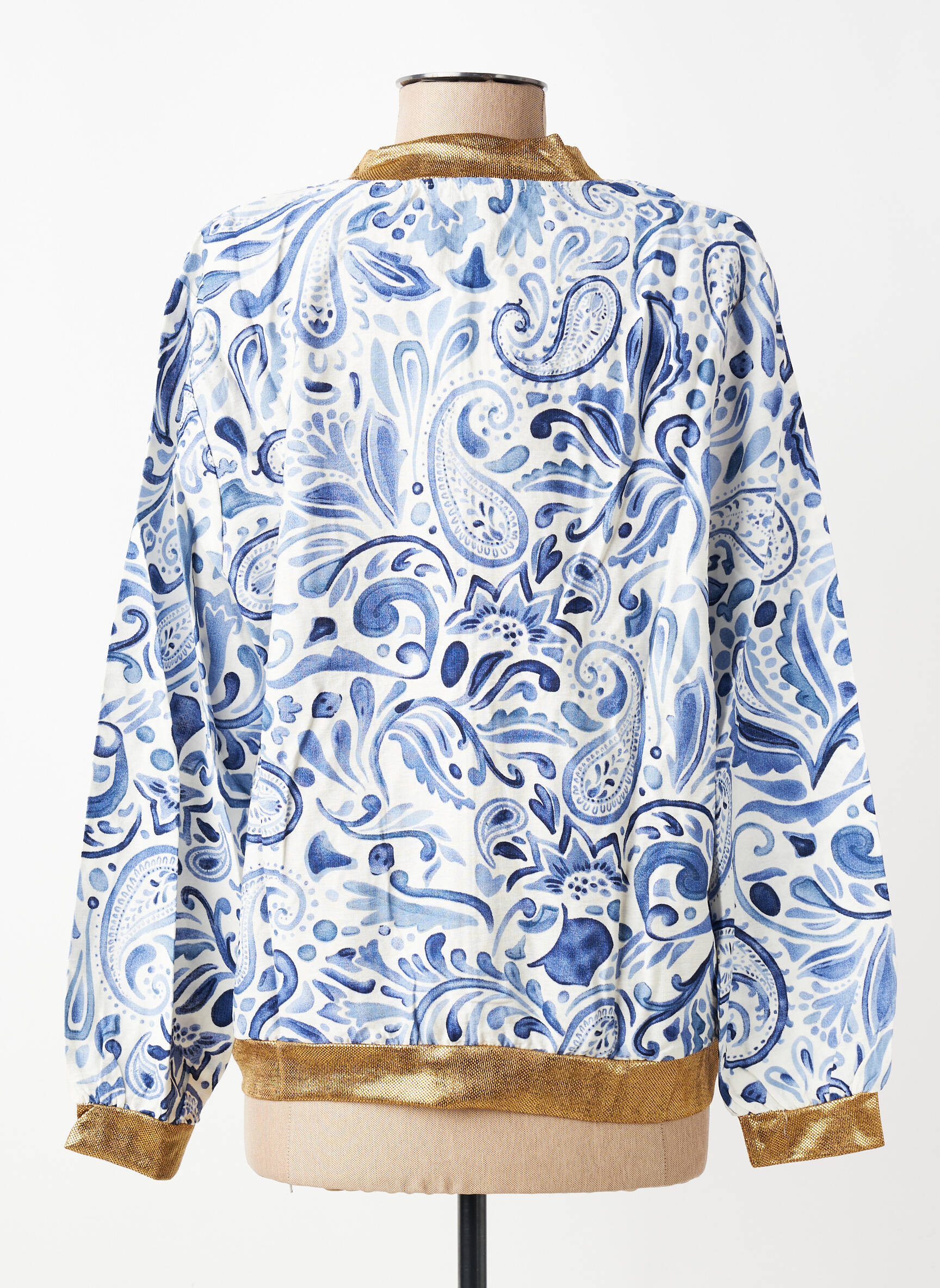 Blouson col v bleu MISS SARA FASHION femme
