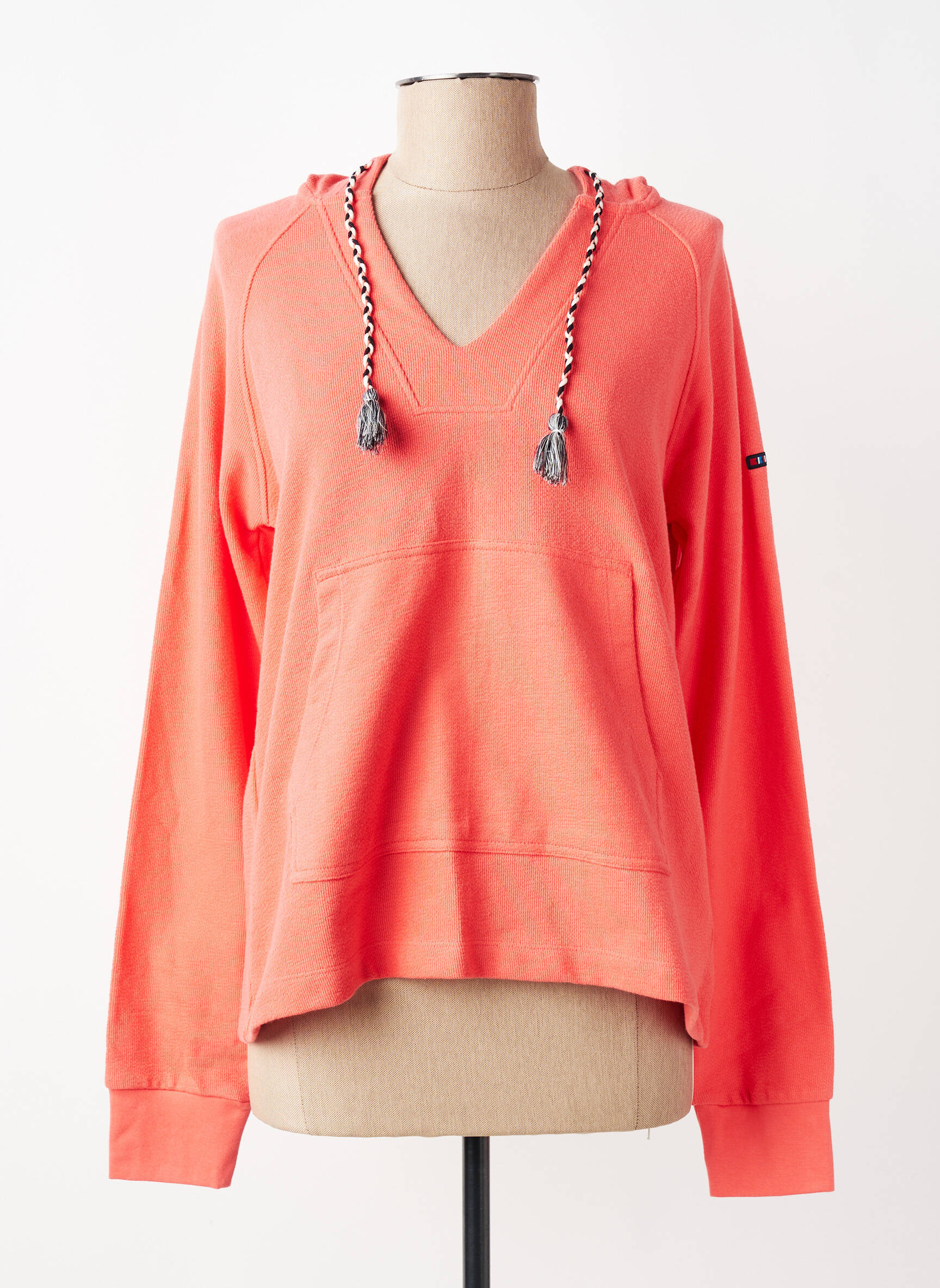 Sweat-shirt à capuche stretch manches longues orange BATELA femme