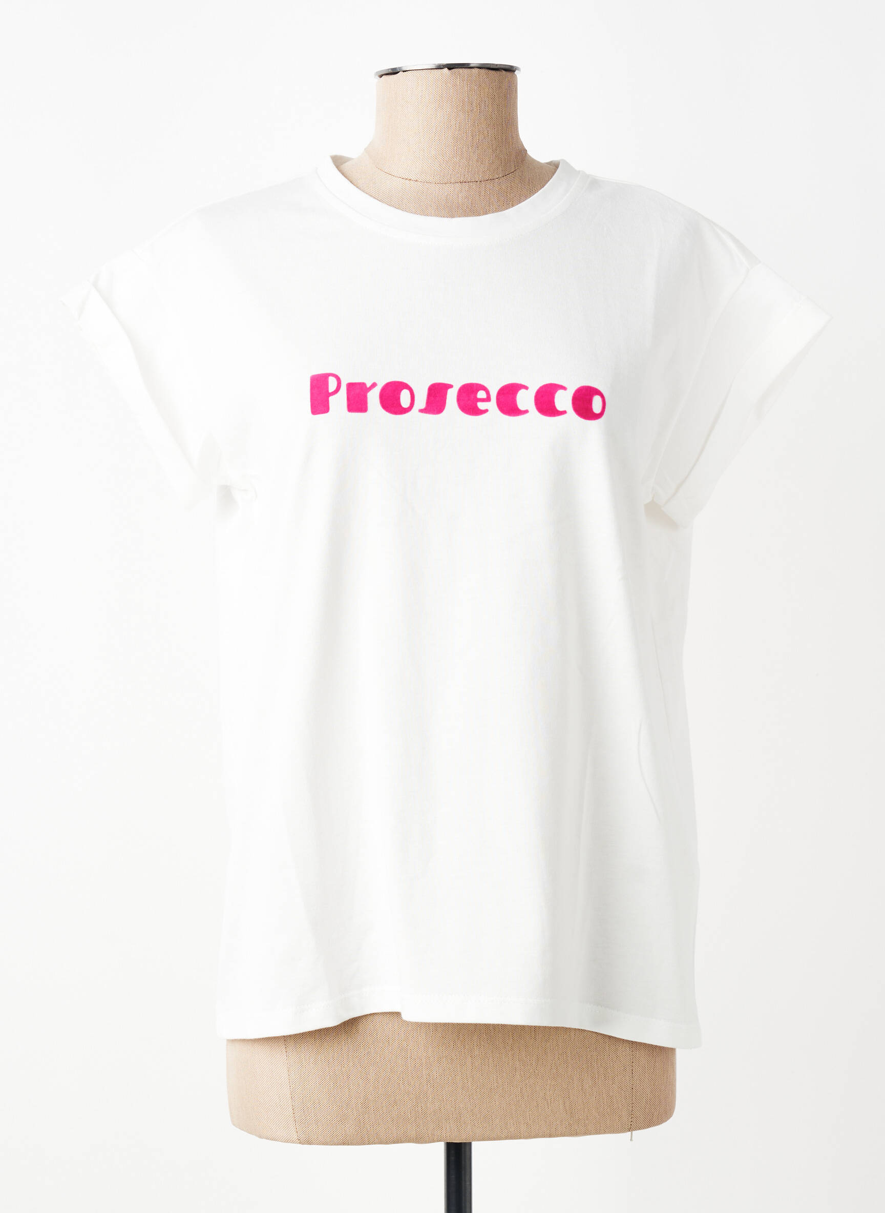 T-shirt sérigraphie floquée manches courtes blanc GRACE & MILA femme