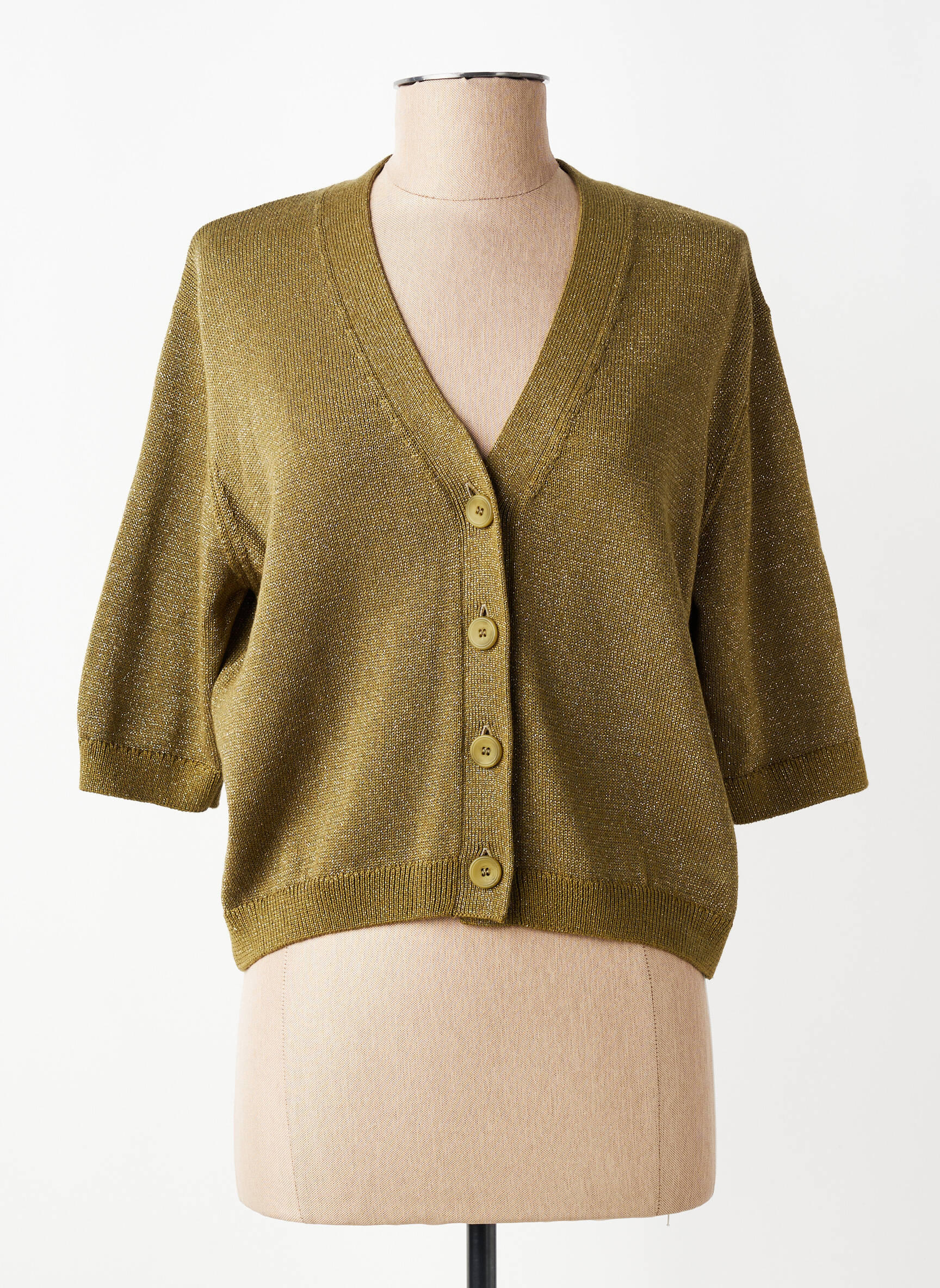 Gilet manches longues manches 3/4 vert LECOMTE femme