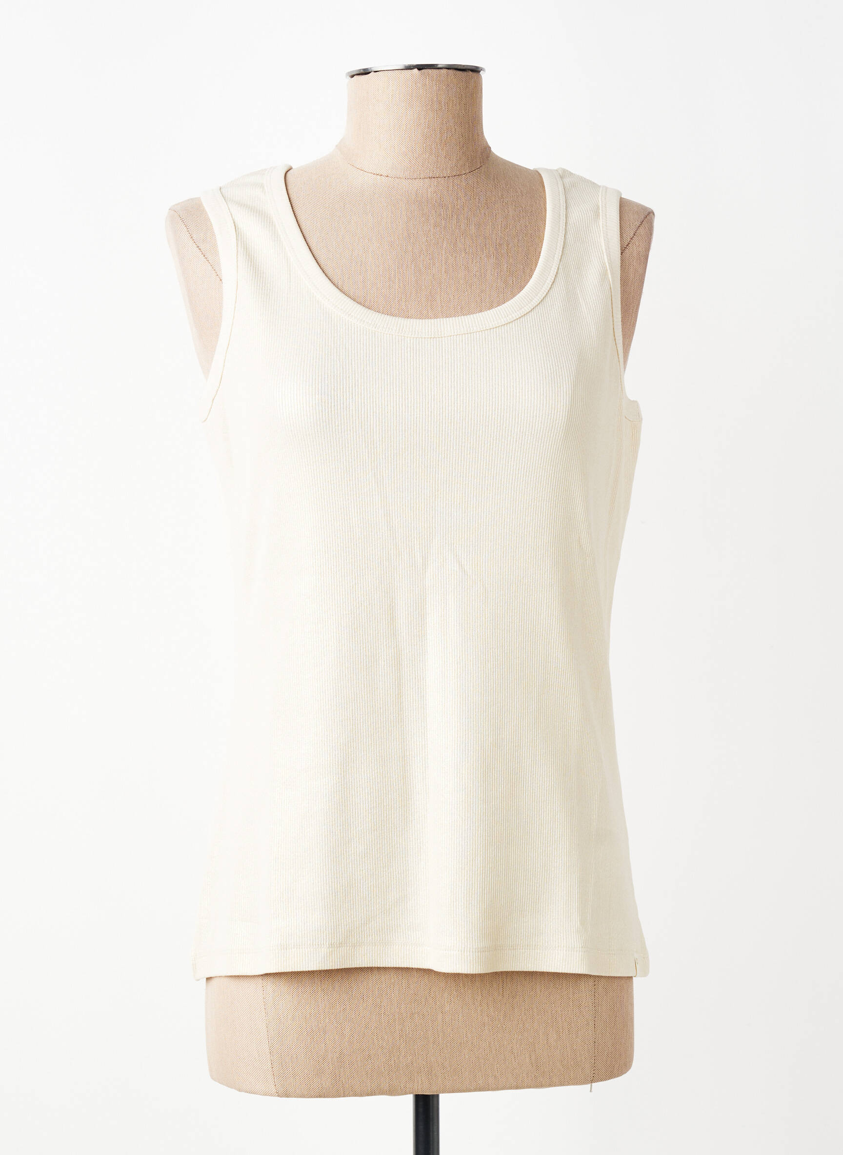 Débardeur tissage côtelé sans manche beige C.O.J femme
