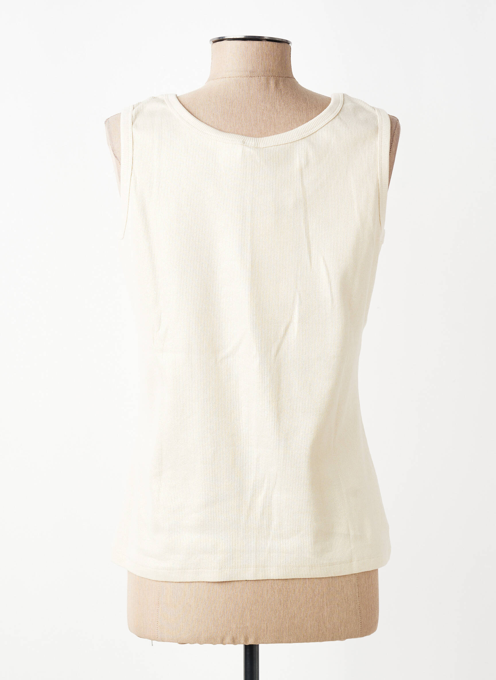 Débardeur tissage côtelé sans manche beige C.O.J femme
