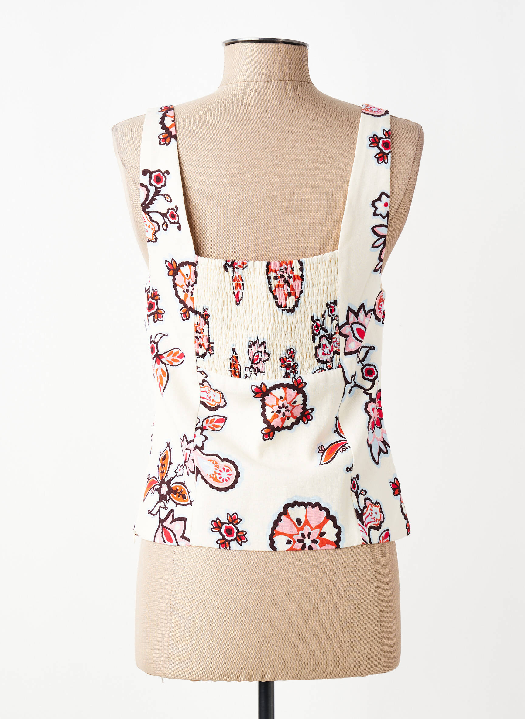 Top col carré fines bretelles beige GRACE & MILA femme