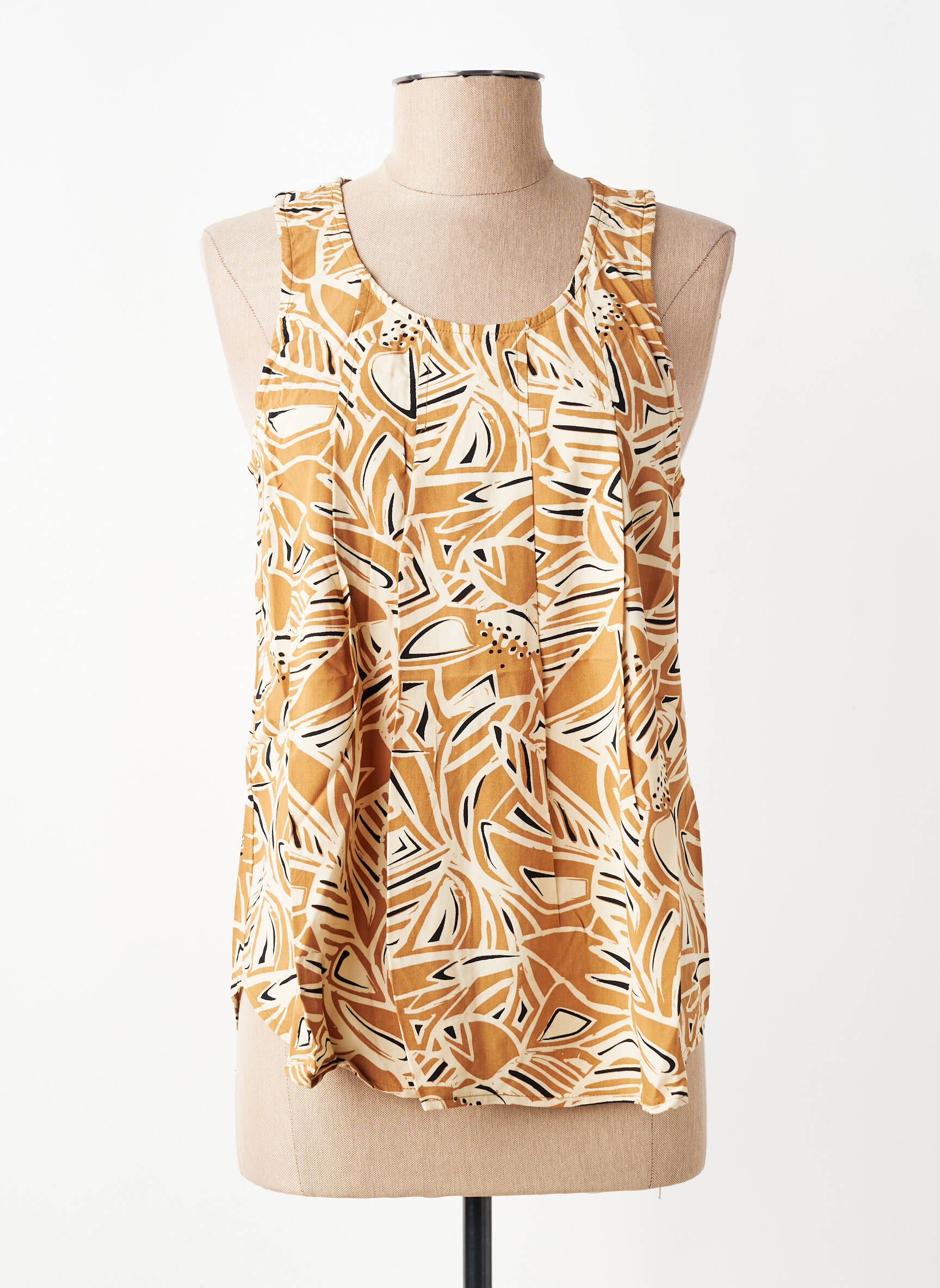 Top imprimé fantaisie sans manche marron LOLA ESPELETA femme