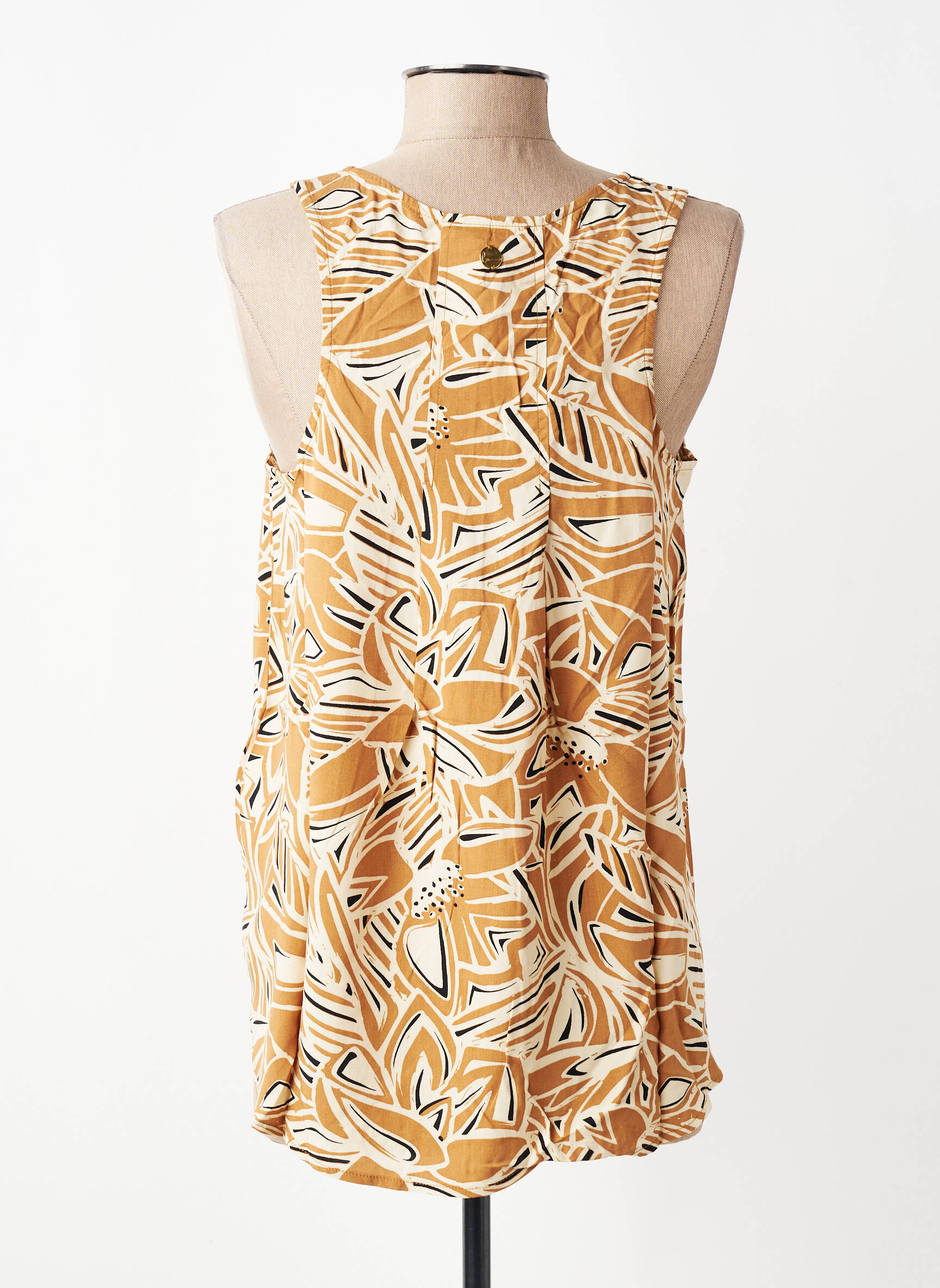 Top imprimé fantaisie sans manche marron LOLA ESPELETA femme