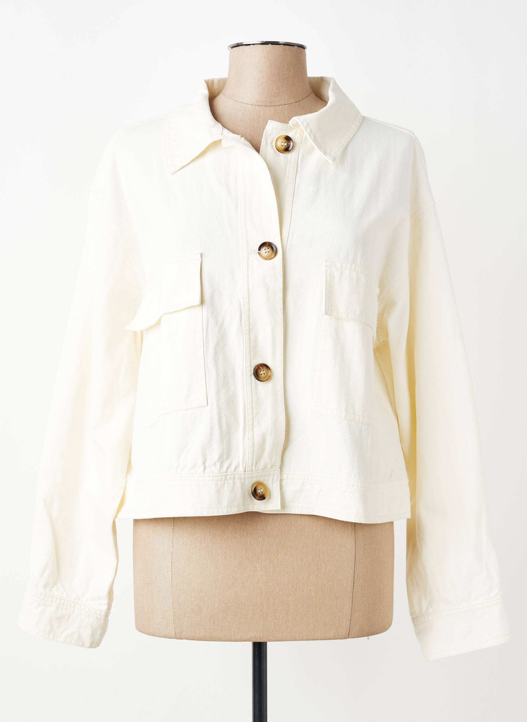 Veste casual poignets boutonnés avec fente beige GRACE & MILA femme