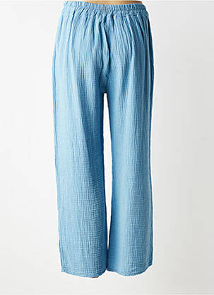 Pantalon droit tissage crêpe taille normale bleu QUATRE VINGT JOURS femme
