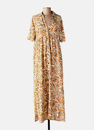 Robe longue imprimé fantaisie manches courtes marron LOLA ESPELETA femme