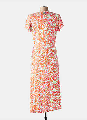 Robe longue imprimé fantaisie manches courtes orange BATELA femme