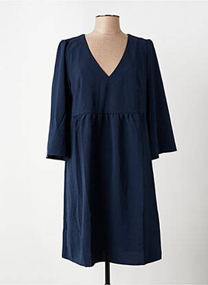 Robe mi-longue coupe fluide manches courtes bleu GRACE & MILA femme