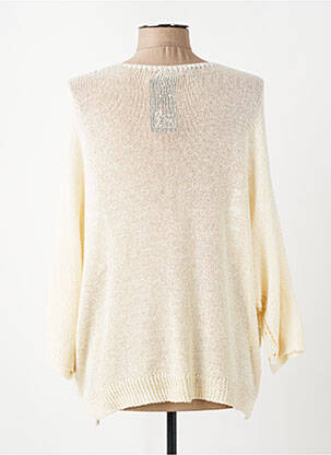 Pull maille ajourée manches 3/4 beige QUATRE VINGT JOURS femme