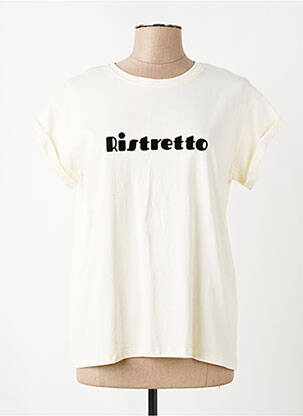 T-shirt sérigraphie floquée manches courtes beige GRACE & MILA femme