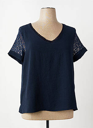 Top tissage crêpe manches courtes bleu ANNA MUR femme