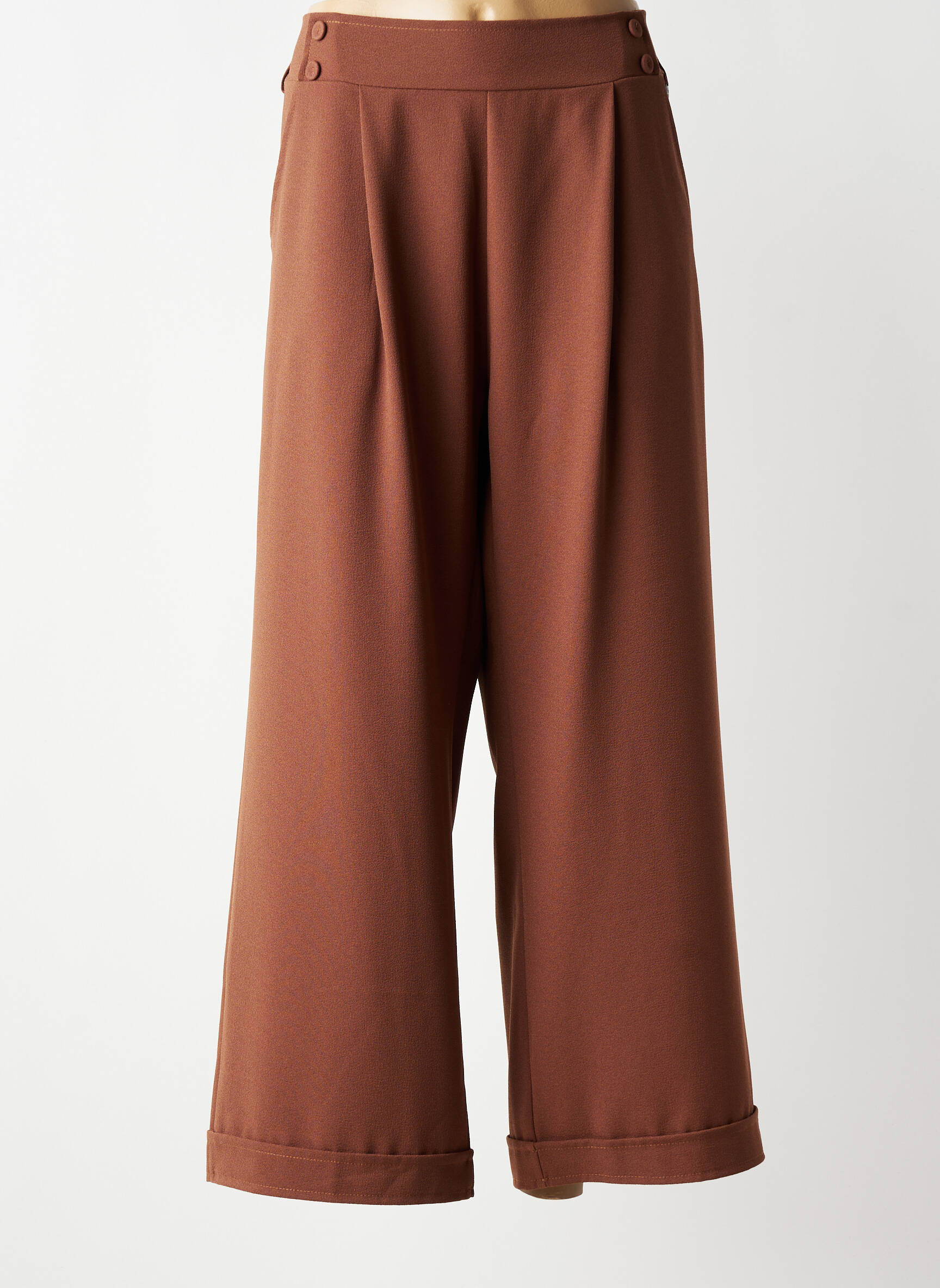 Pantalon 7/8 taille élastique taille normale marron PAKO LITTO femme