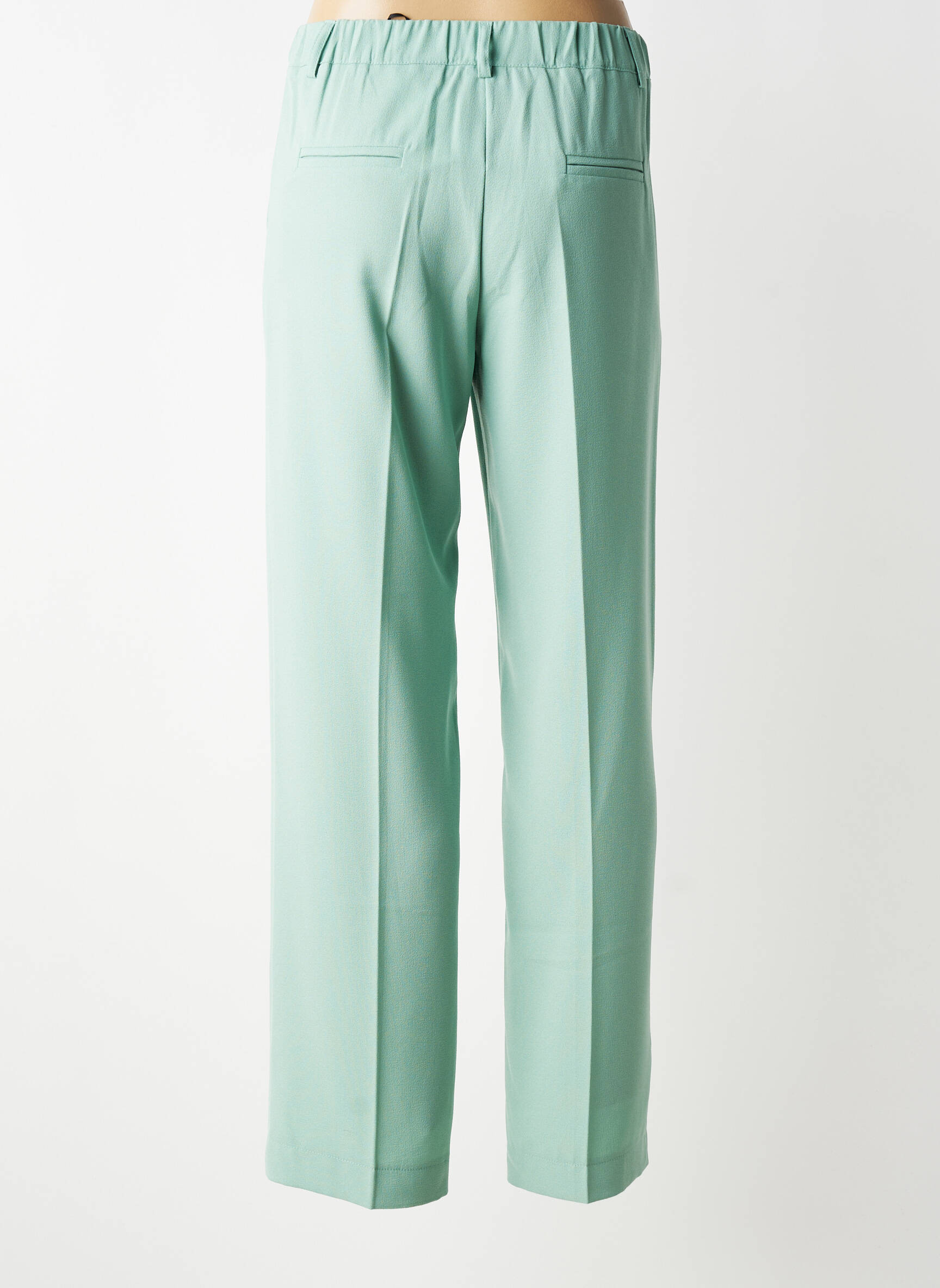 Pantalon droit tissage crêpe taille normale vert PAKO LITTO femme
