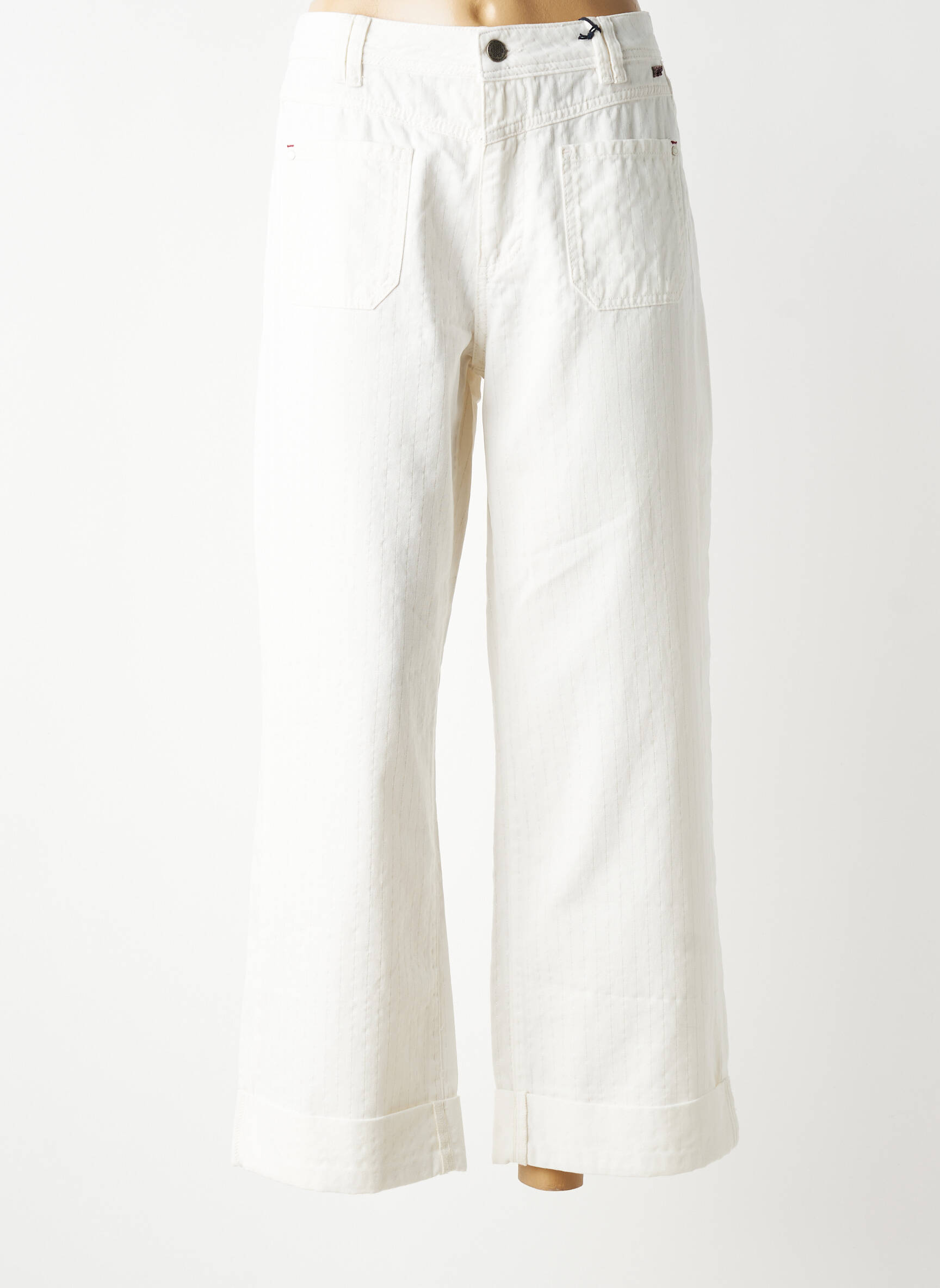 Jeans coupe large stretch taille haute blanc FREEMAN T.PORTER femme