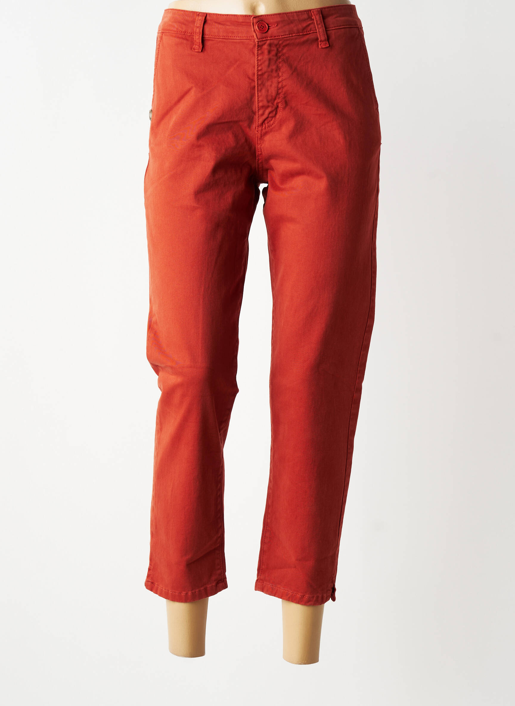 Pantalon chino tissage popeline taille normale orange PAKO LITTO femme