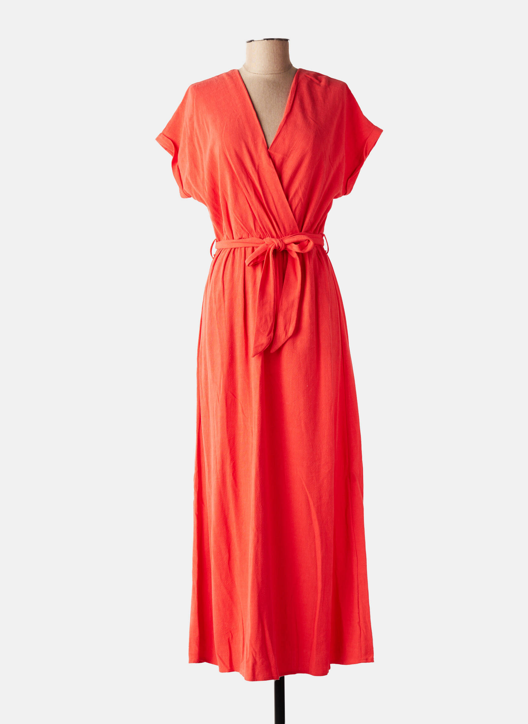 Robe longue manches courtes manches courtes rouge GRACE & MILA femme