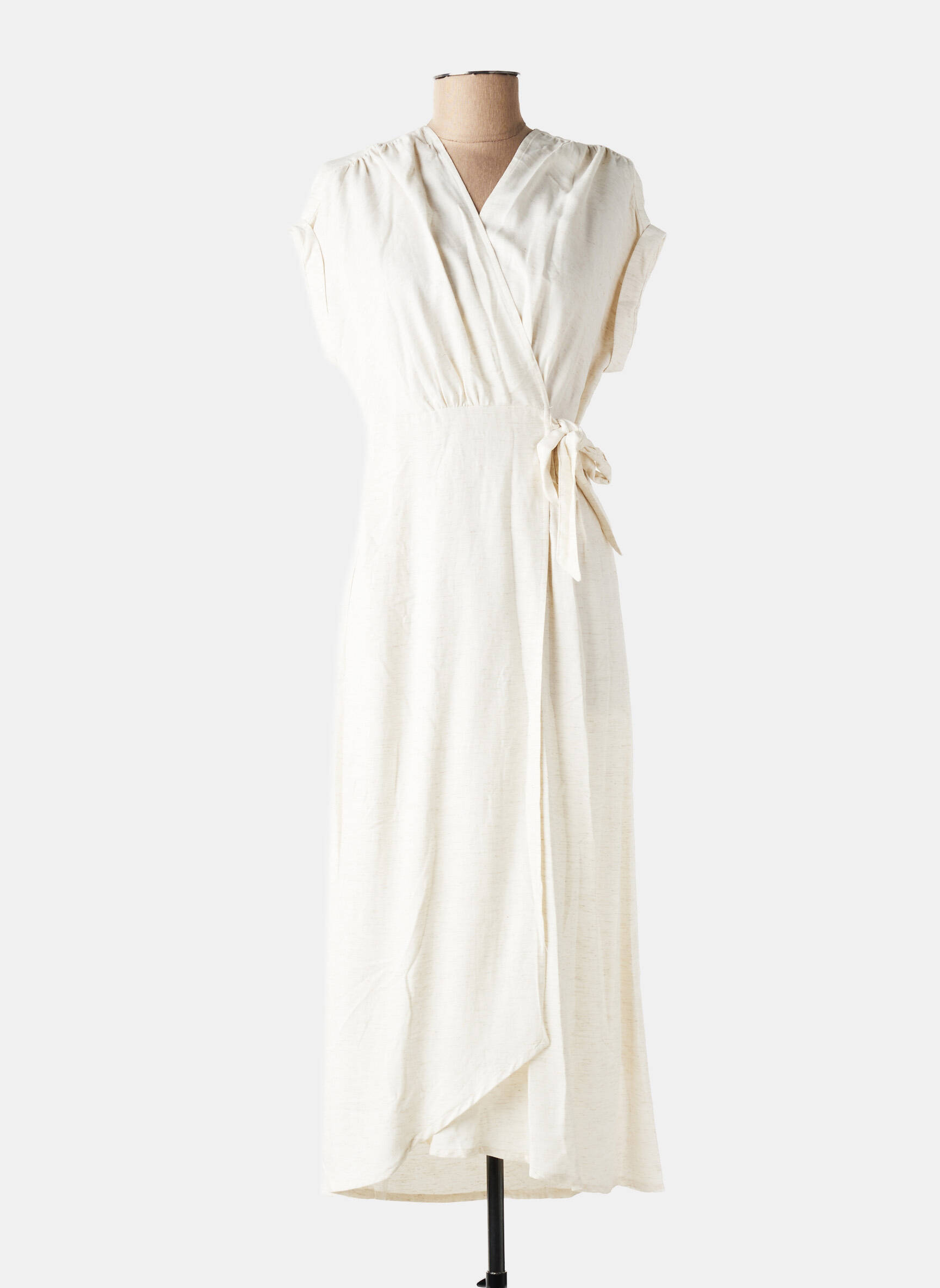 Robe longue manches courtes manches courtes beige LOLA ESPELETA femme