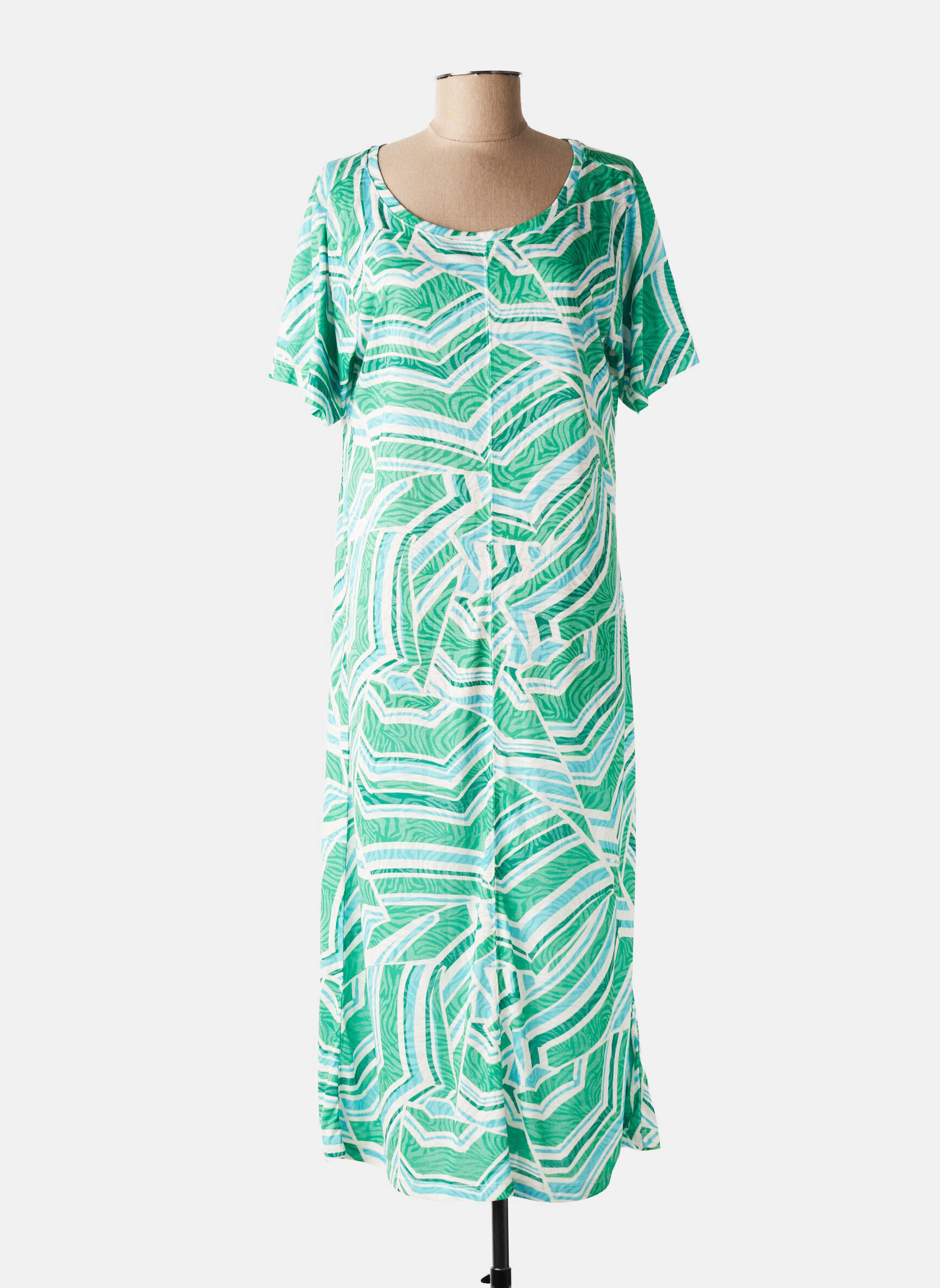 Robe mi-longue imprimé fantaisie manches courtes vert LOLA ESPELETA femme