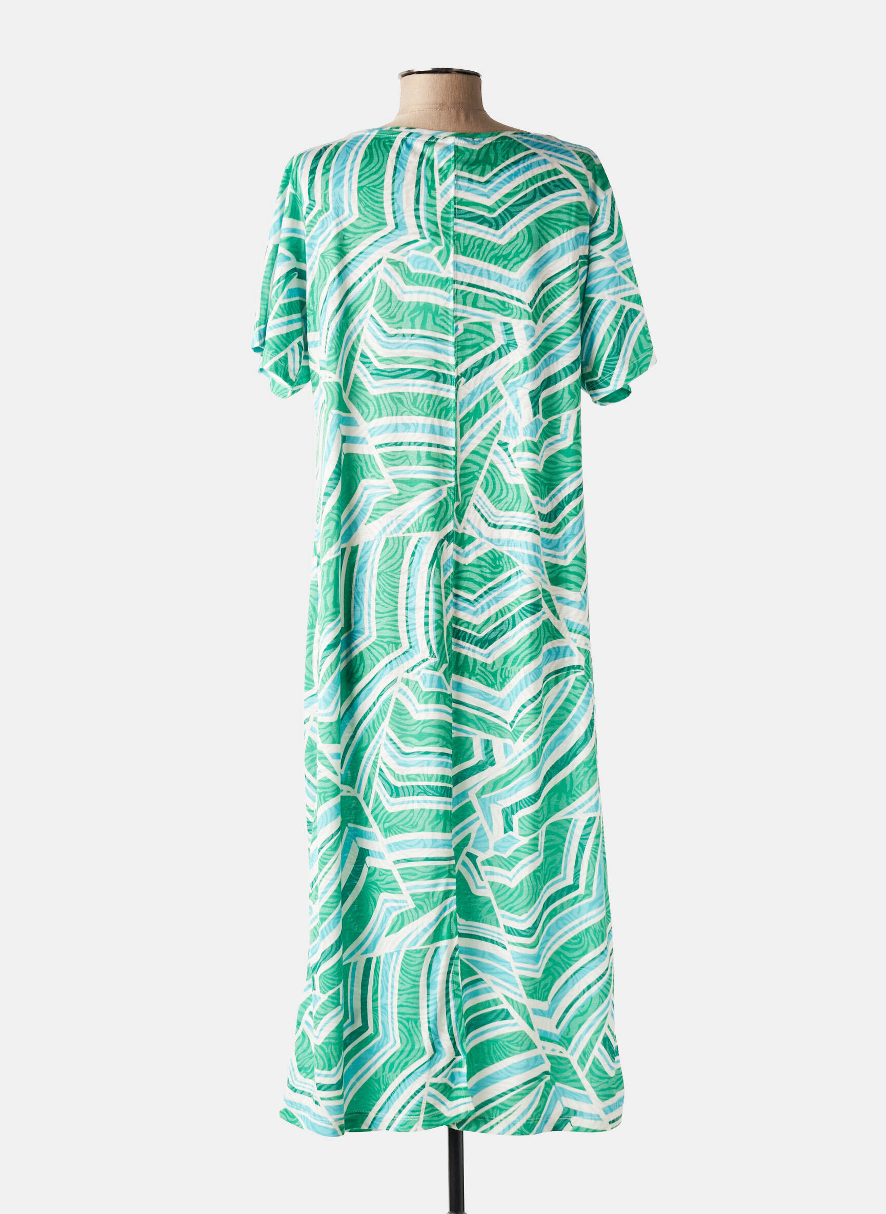 Robe mi-longue imprimé fantaisie manches courtes vert LOLA ESPELETA femme