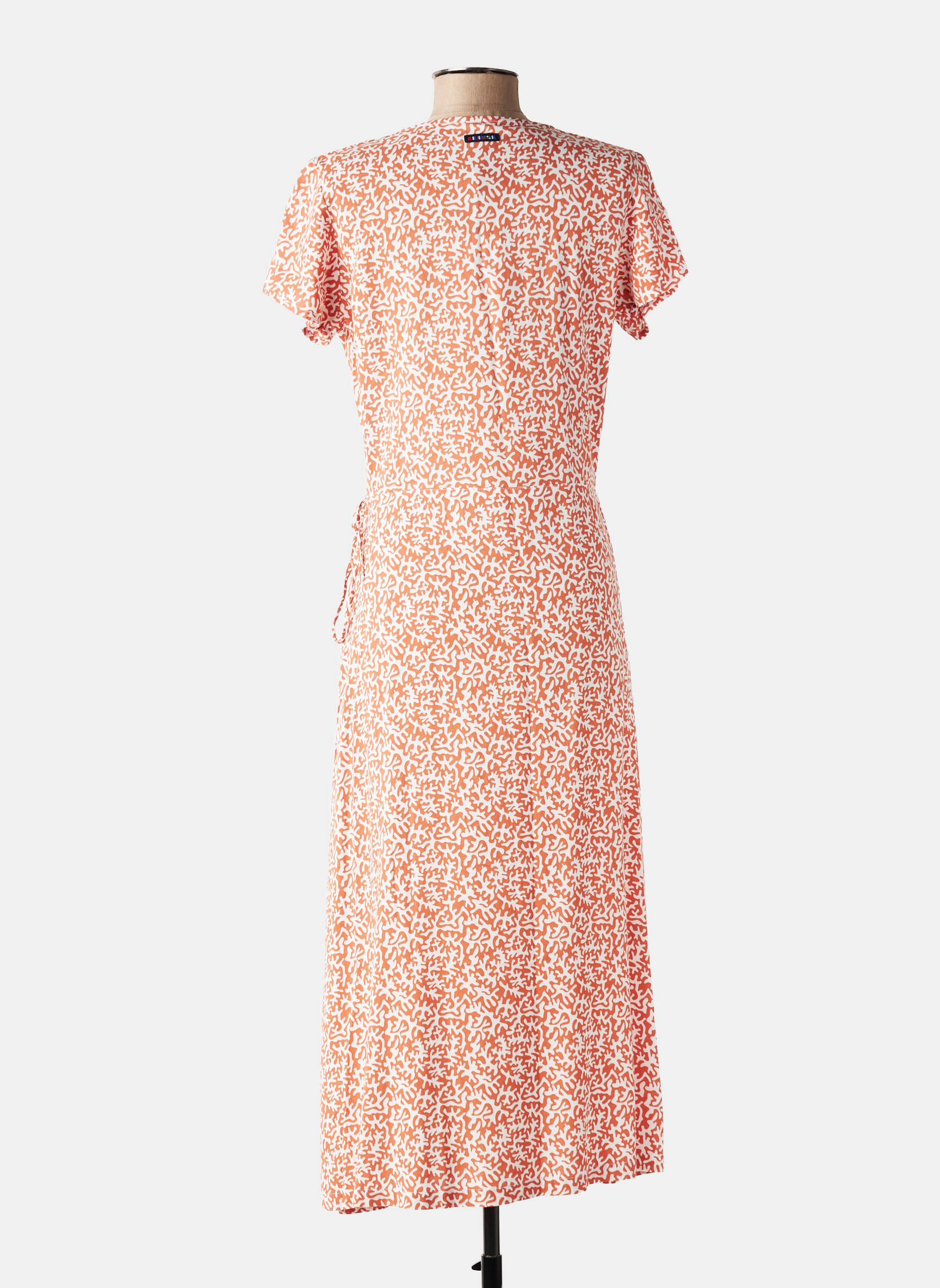 Robe longue imprimé fantaisie manches courtes orange BATELA femme