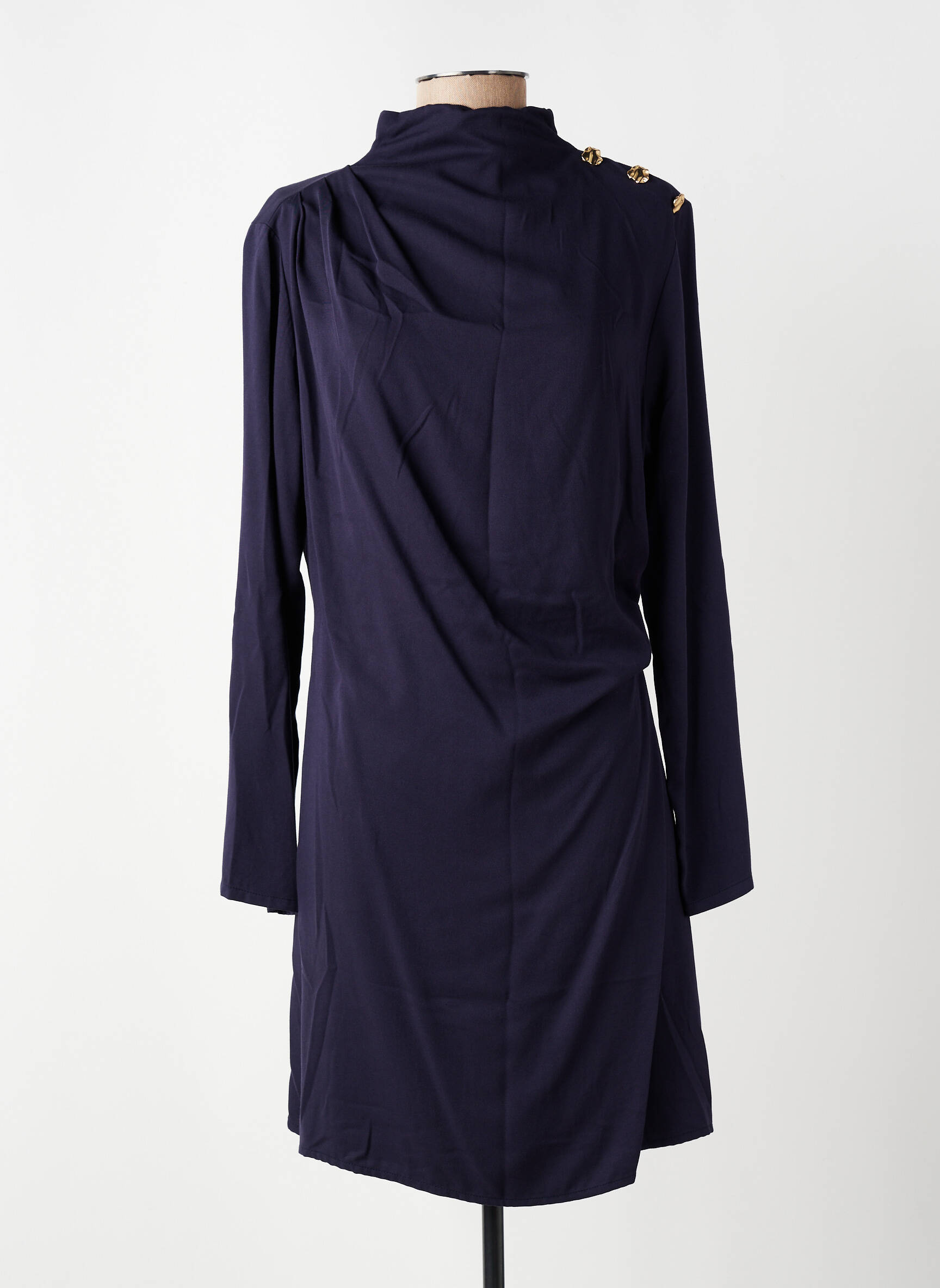 Robe mi-longue manches longues manches longues bleu AN' GE femme