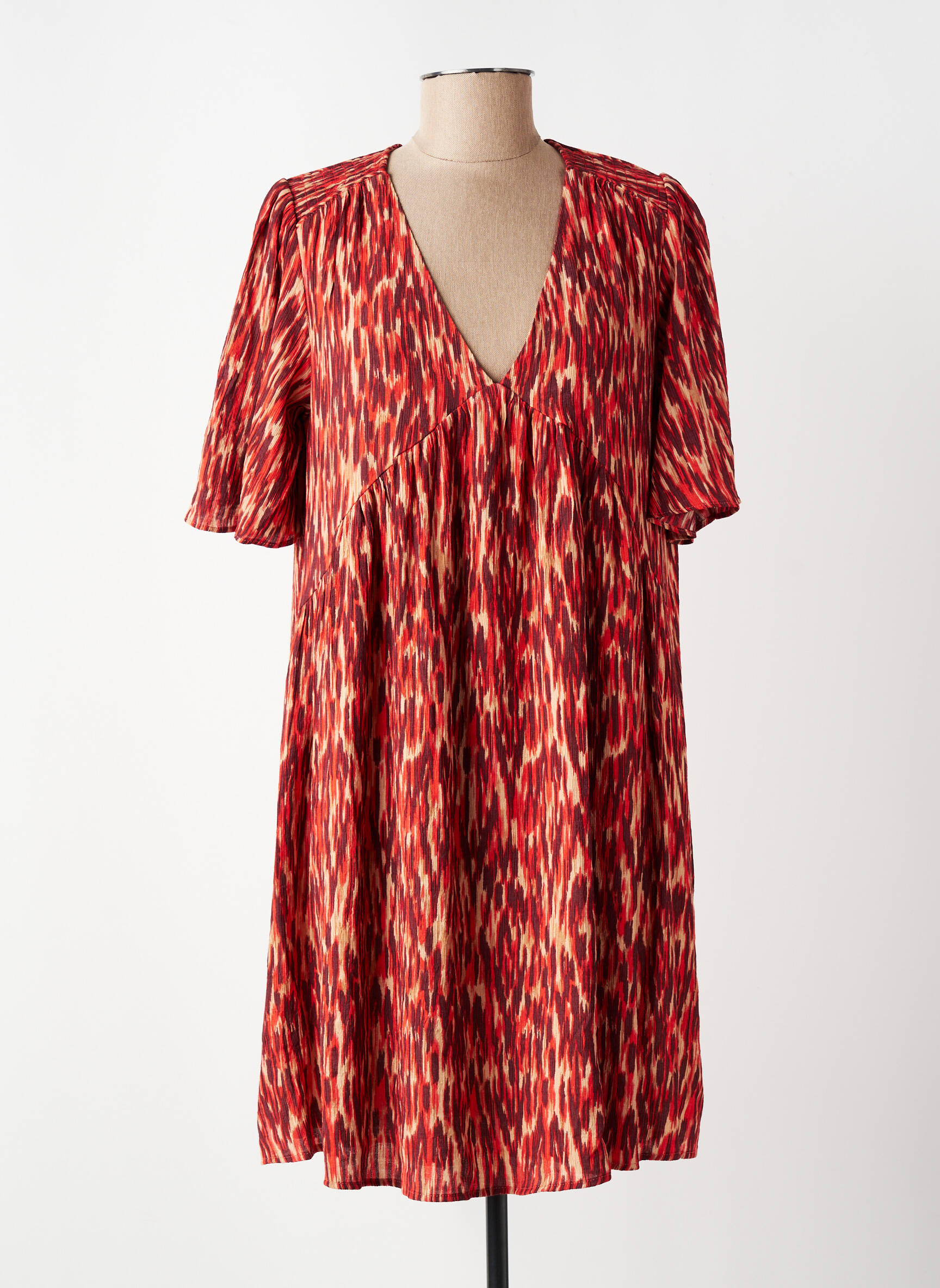 Robe courte manches courtes manches courtes orange GRACE & MILA femme
