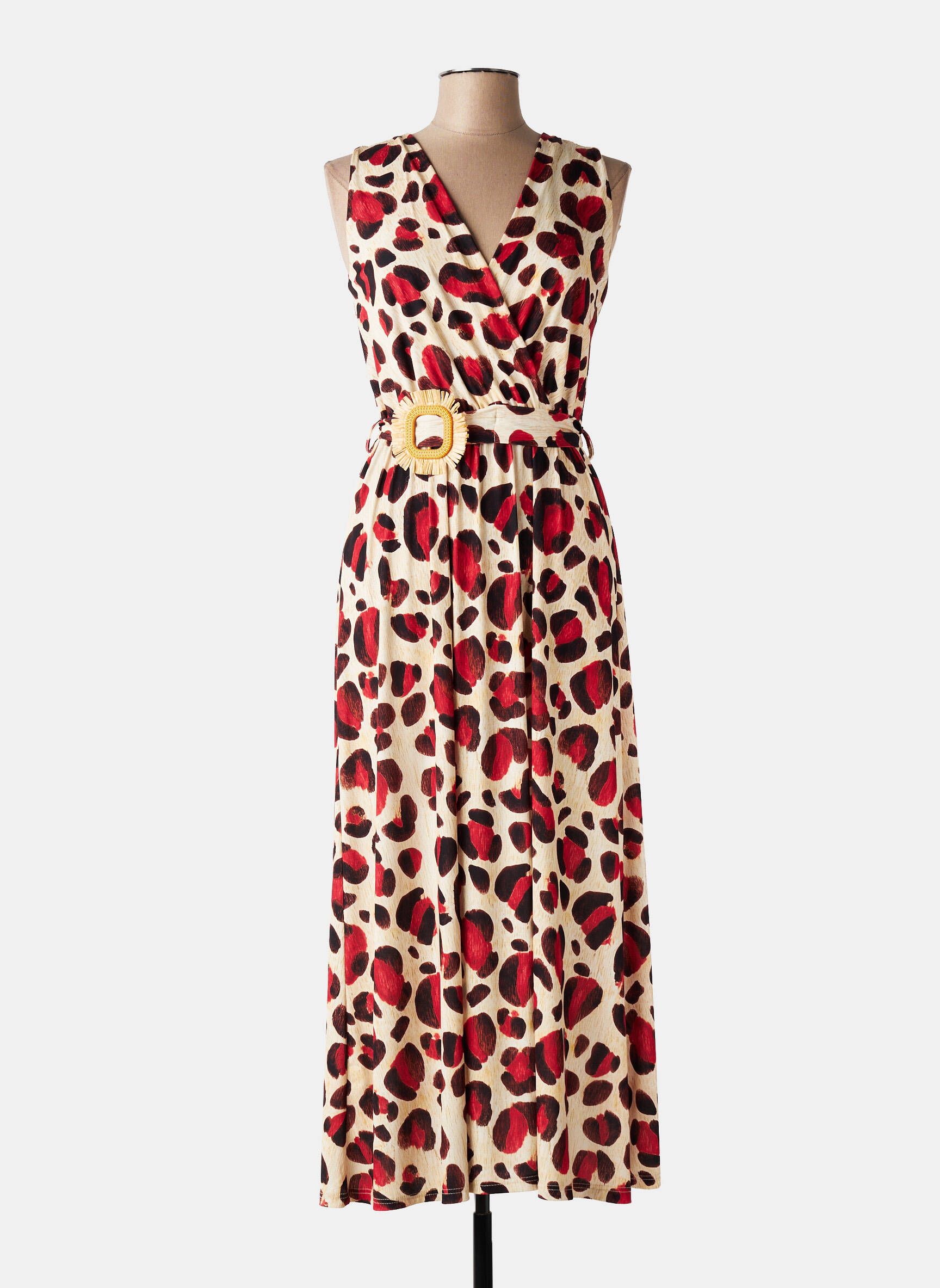 Robe longue sans manche sans manche beige QUATRE VINGT JOURS femme