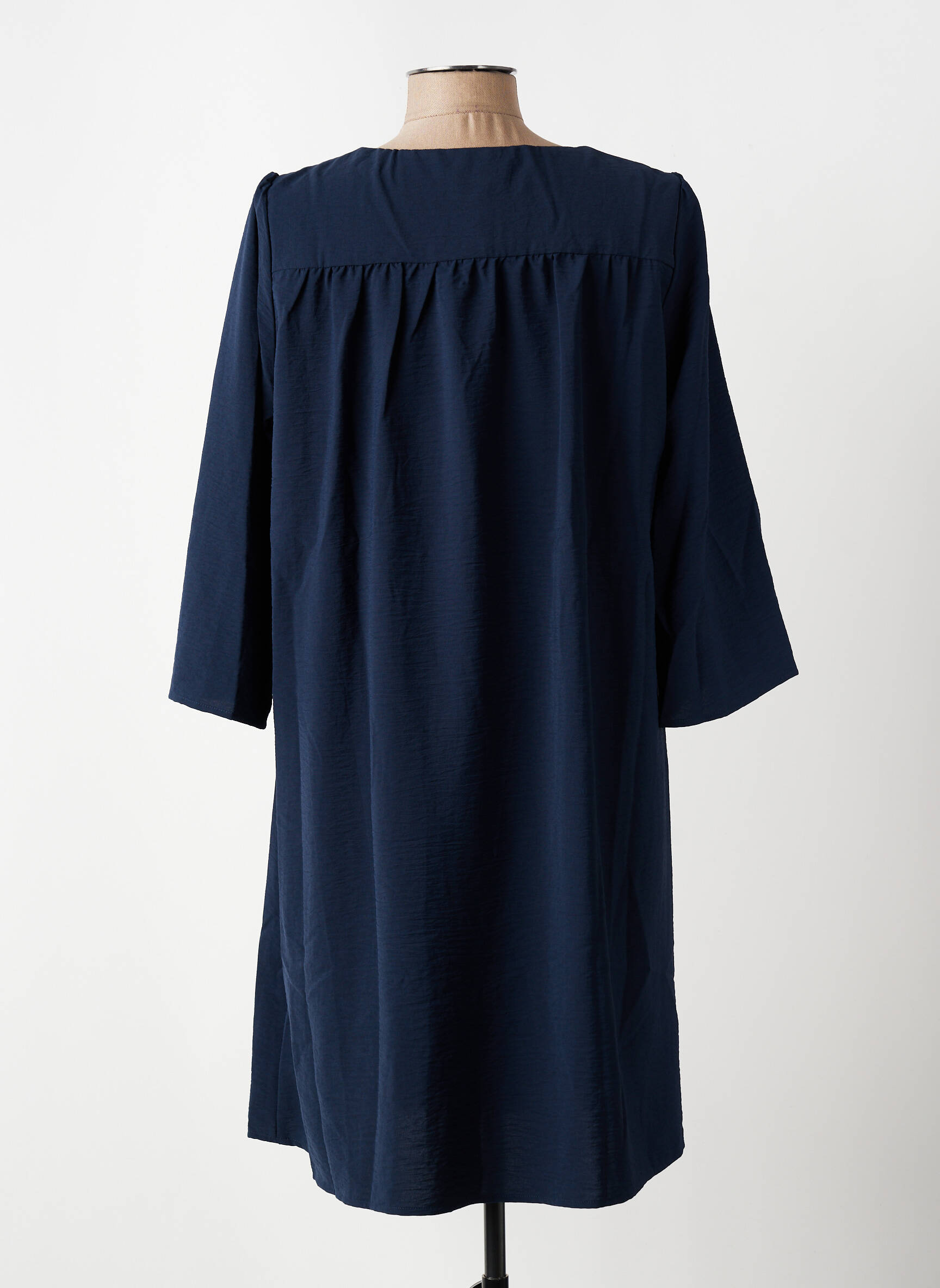 Robe mi-longue coupe fluide manches courtes bleu GRACE & MILA femme