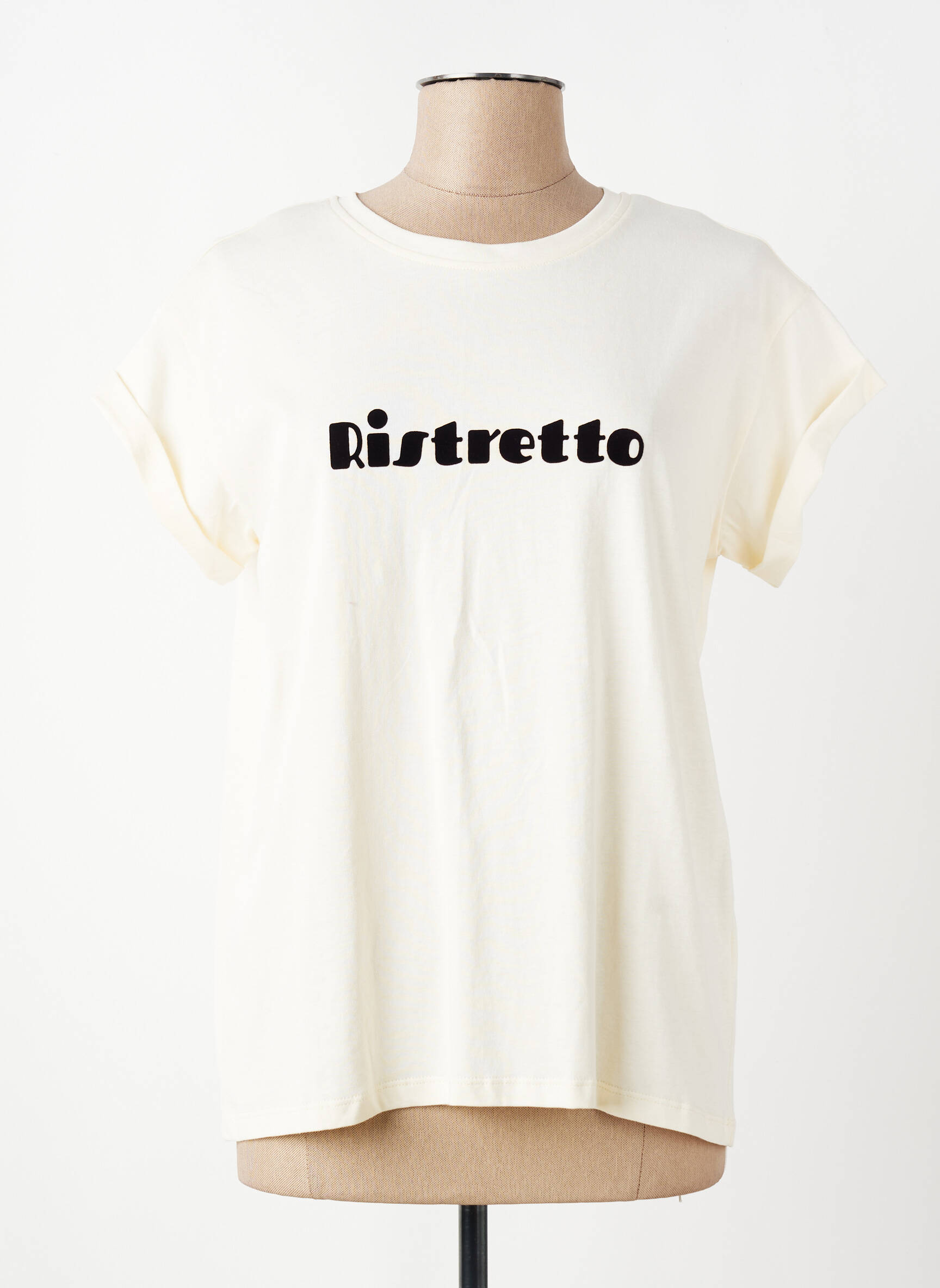 T-shirt sérigraphie floquée manches courtes beige GRACE & MILA femme
