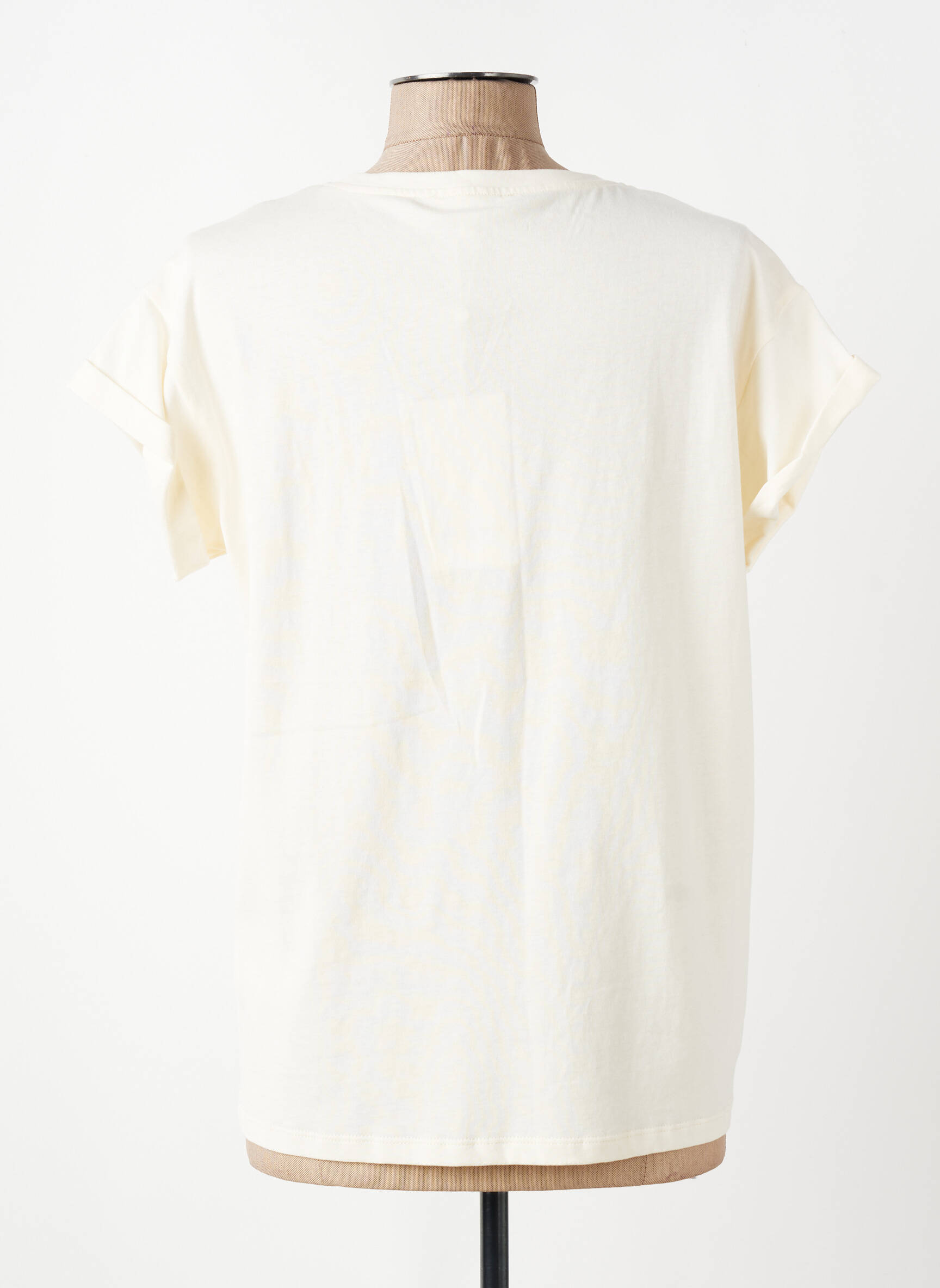T-shirt sérigraphie floquée manches courtes beige GRACE & MILA femme