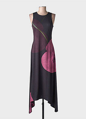 Robe longue imprimé fleurs sans manche violet DESIGUAL femme