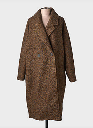 Manteau long coupe droite sans capuche marron LILI SIDONIO femme
