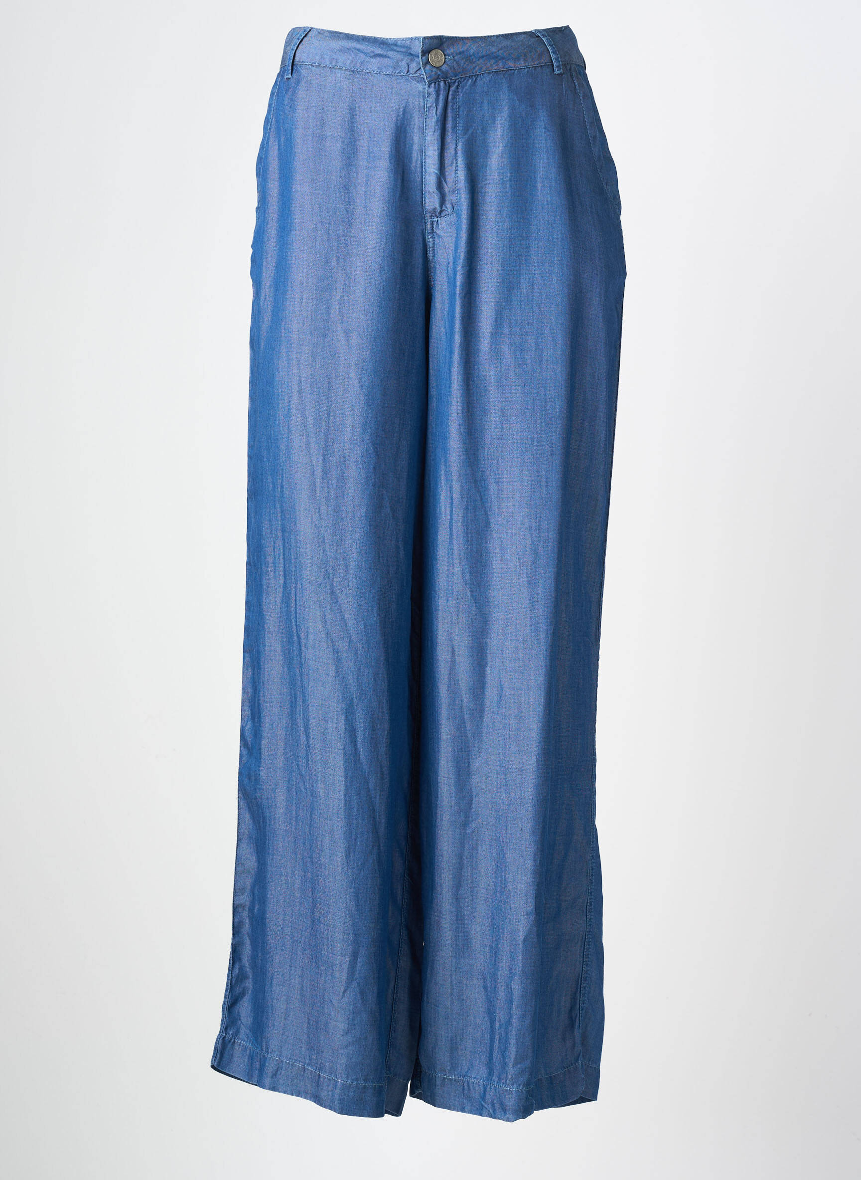 Pantalon large fermeture zippée sous rabat boutonné taille normale bleu MOLLY BRACKEN femme
