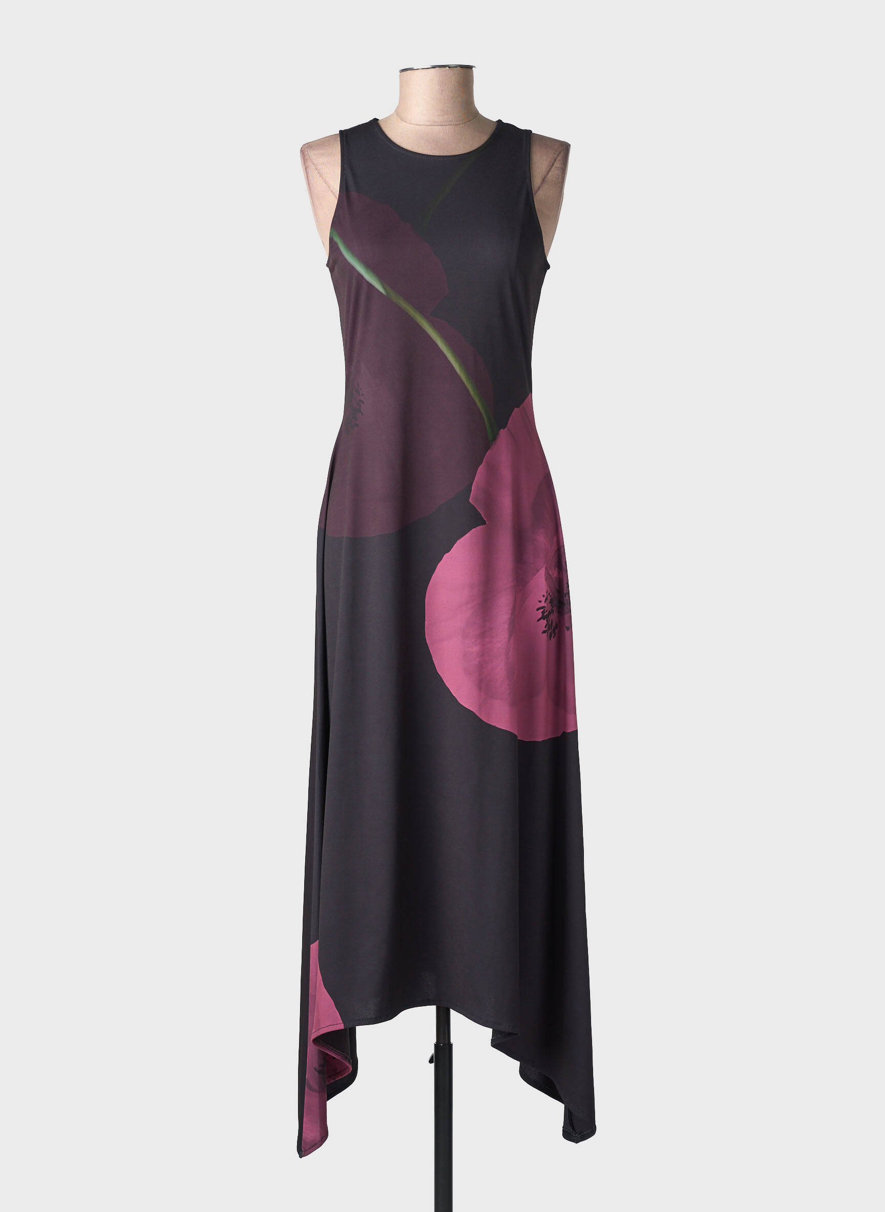 Robe longue imprimé fleurs sans manche violet DESIGUAL femme