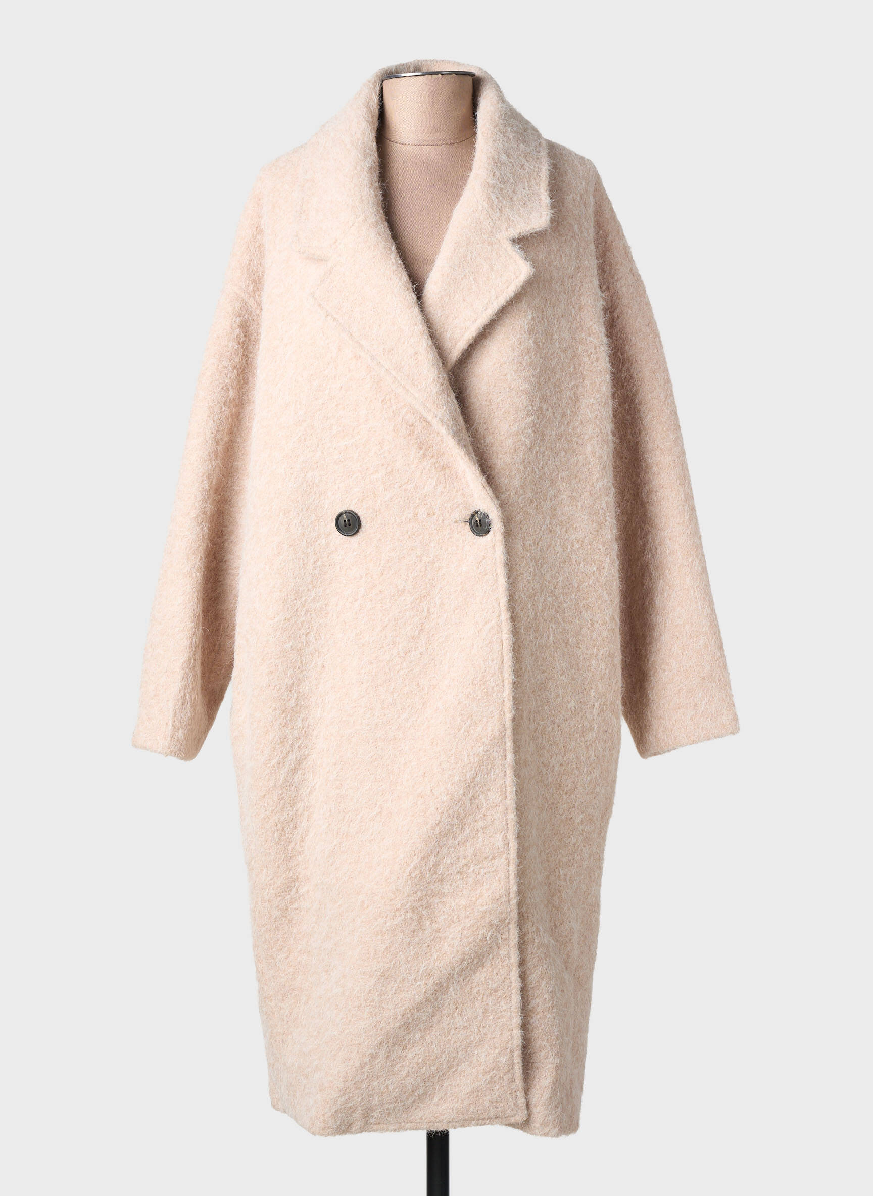 Manteau long coupe droite sans capuche beige LILI SIDONIO femme