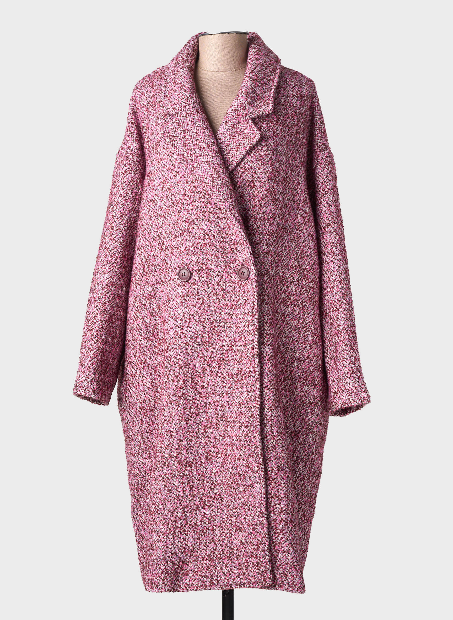 Manteau long coupe droite sans capuche rose LILI SIDONIO femme