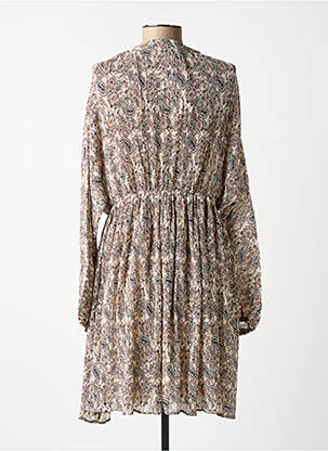 Robe mi-longue coupe fluide manches longues beige MOLLY BRACKEN femme