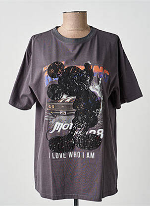 T-shirt coupe droite manches courtes gris DESIGUAL femme