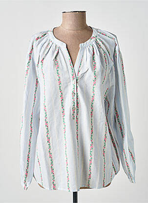 Blouse tissage popeline manches longues bleu MOLLY BRACKEN femme