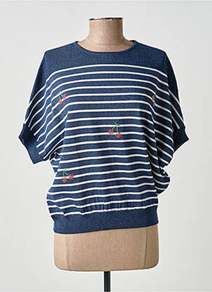 Top stretch manches courtes bleu MOLLY BRACKEN femme