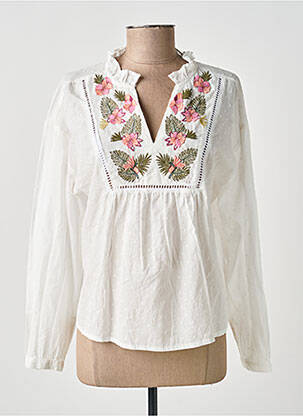 Blouse tissage popeline manches longues blanc MOLLY BRACKEN femme