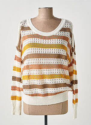Pull maille ajourée manches longues marron MOLLY BRACKEN femme