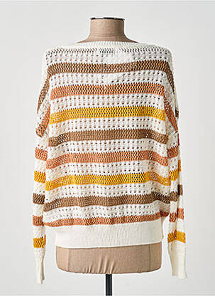 Pull maille ajourée manches longues marron MOLLY BRACKEN femme
